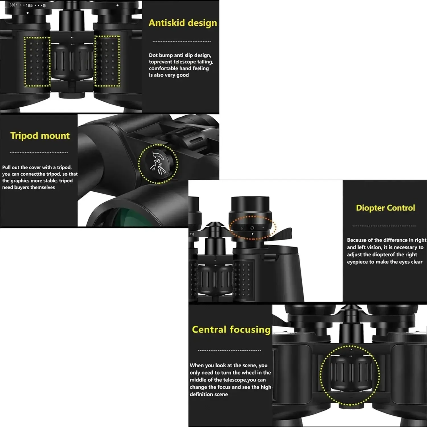 10-380X100 Zoom Binoculars High Power HD Binoculars BAK4 Prism for Bird Watching, Hunting, Hiking, Travelling