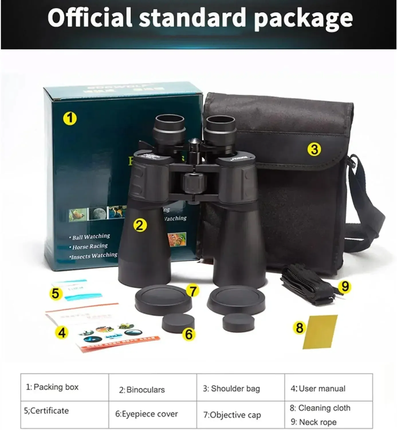10-380X100 Zoom Binoculars High Power HD Binoculars BAK4 Prism for Bird Watching, Hunting, Hiking, Travelling