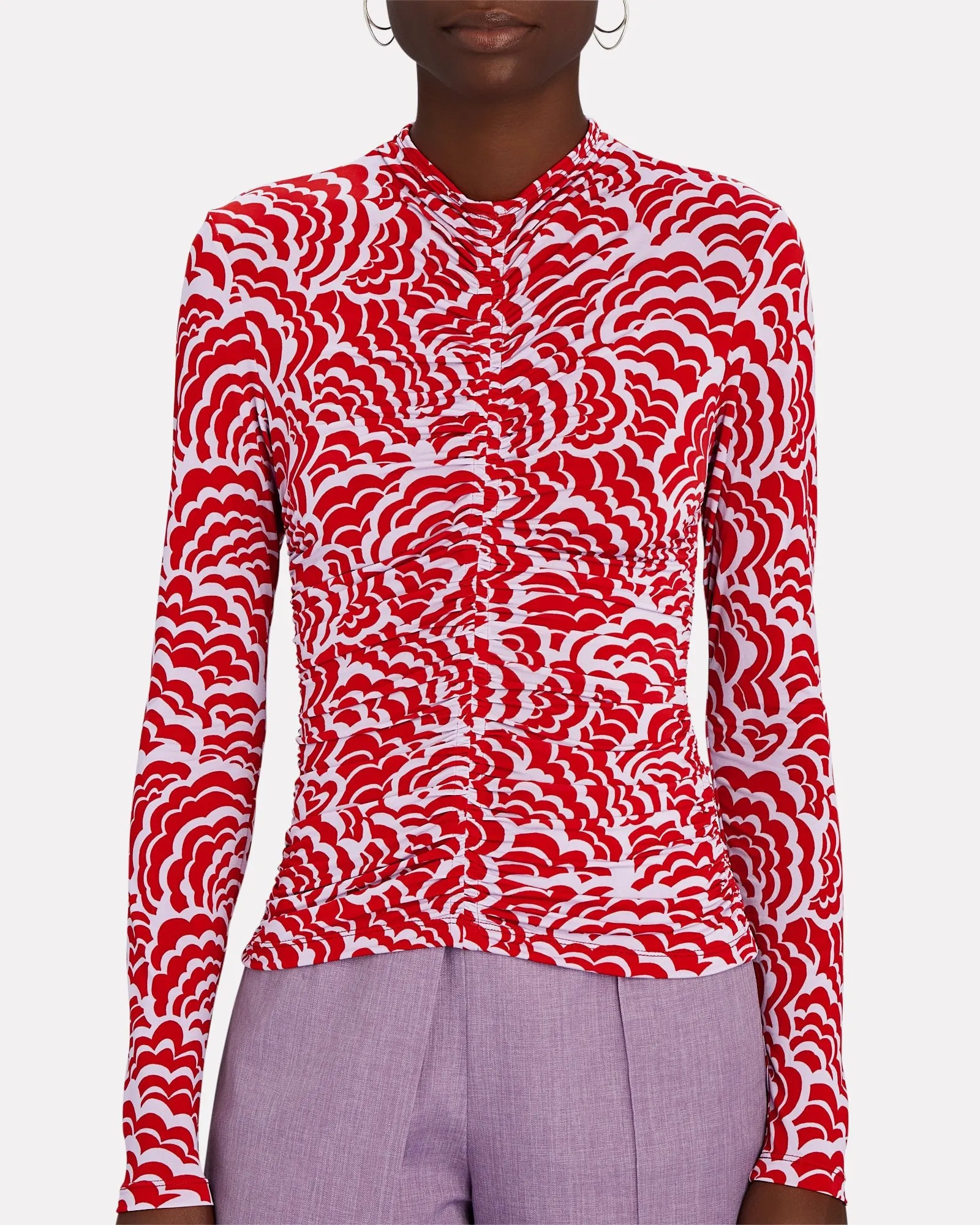 A.L.C. Ansel Ruched Printed Jersey Top