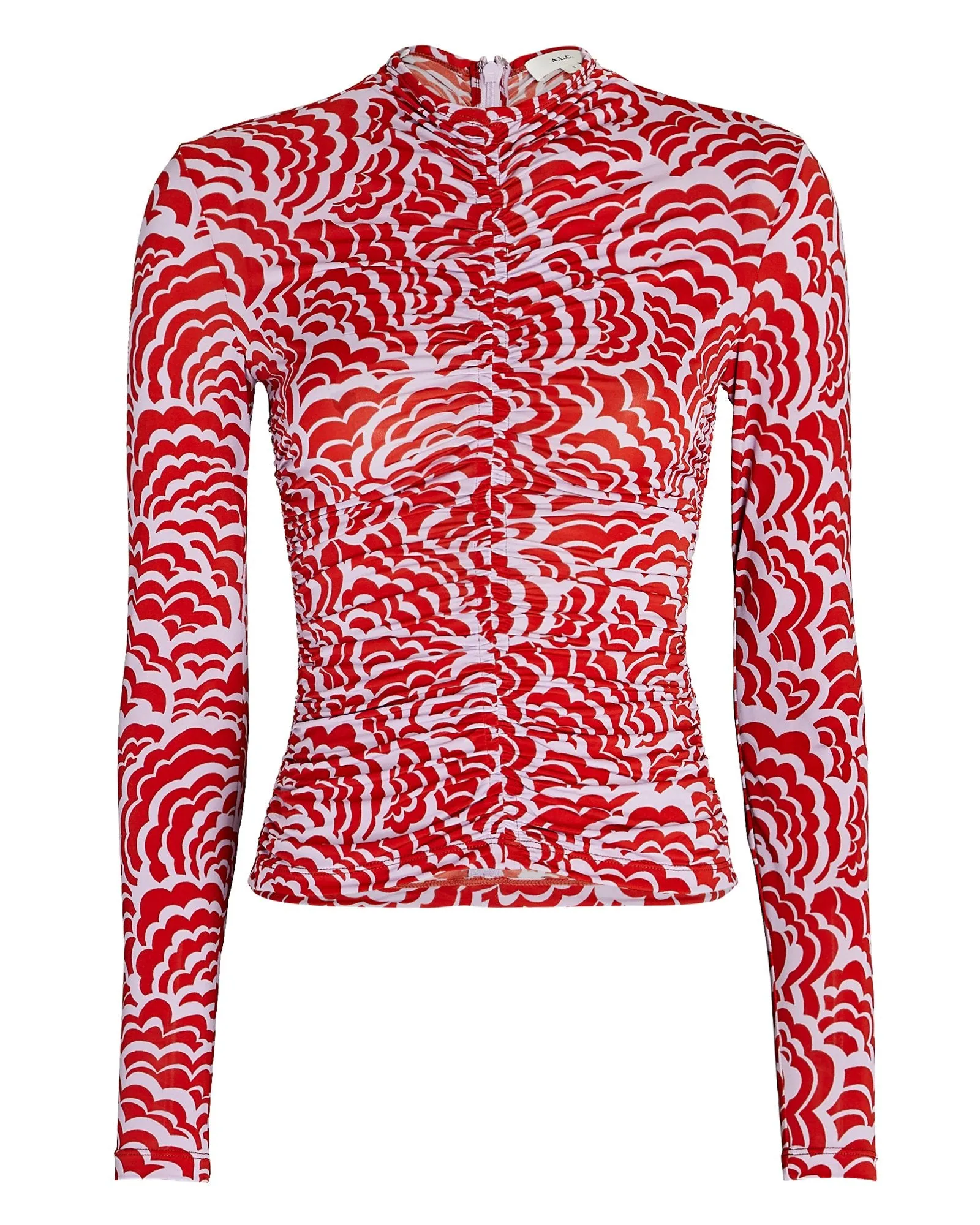A.L.C. Ansel Ruched Printed Jersey Top