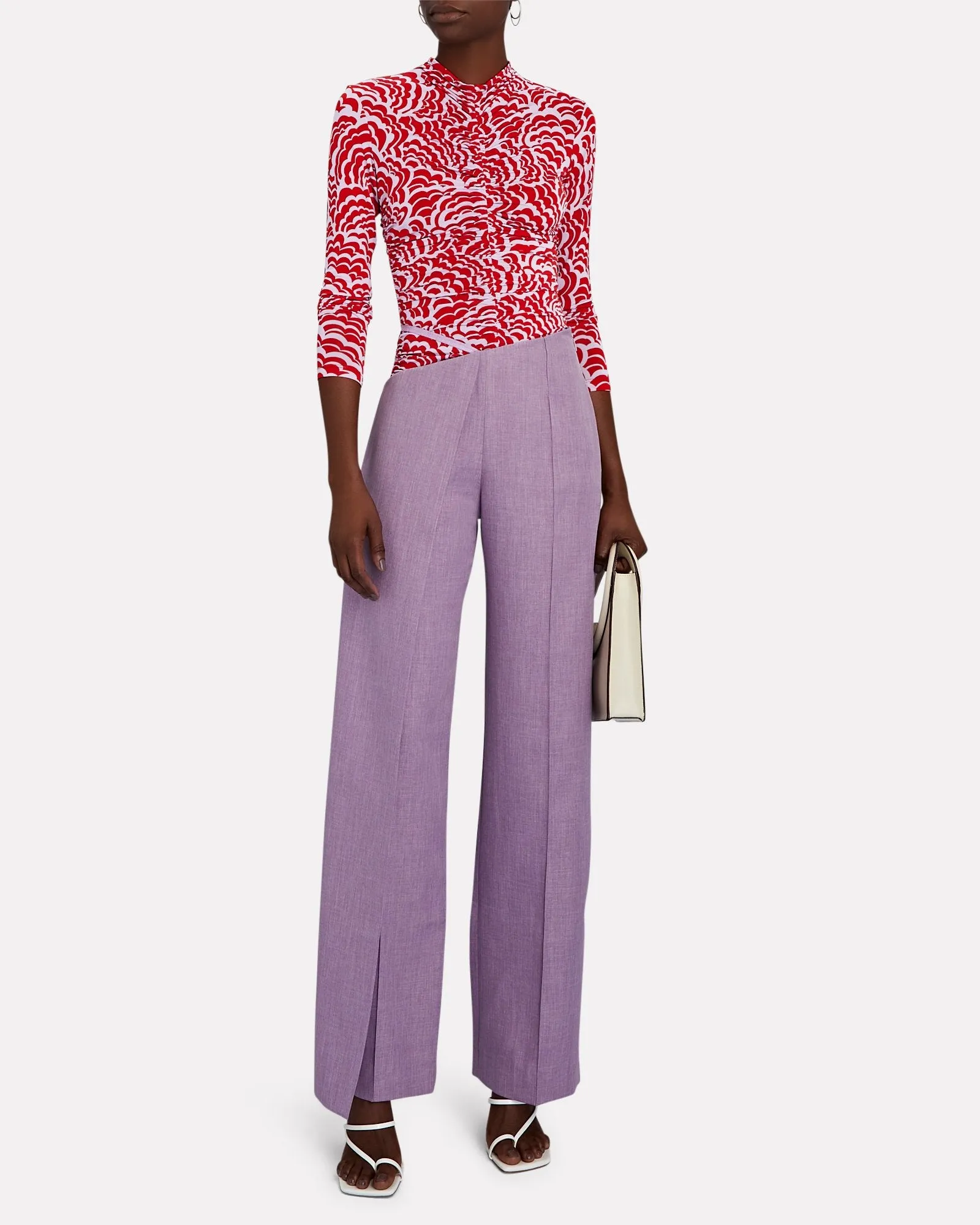 A.L.C. Ansel Ruched Printed Jersey Top