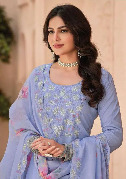 Alluring Lavender Color Designer Embroidered Salwar Suits With Fancy Dupatta For Women