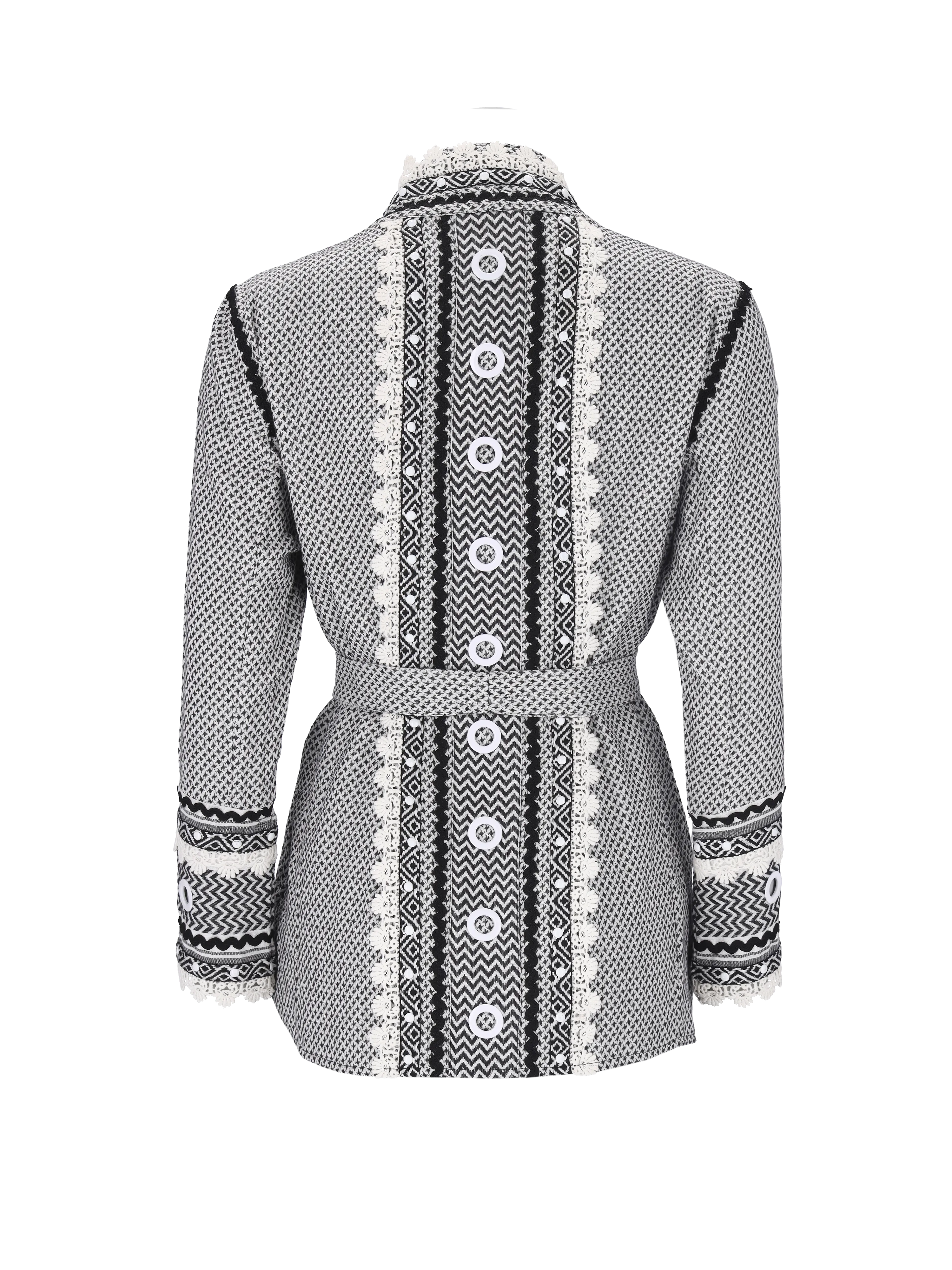 belted cotton-jacquard cardigan