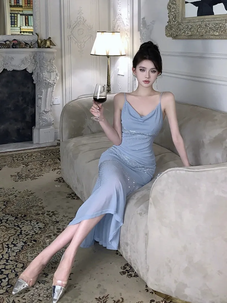 Birthday party dress luxury mermaid suspender dress    S5842