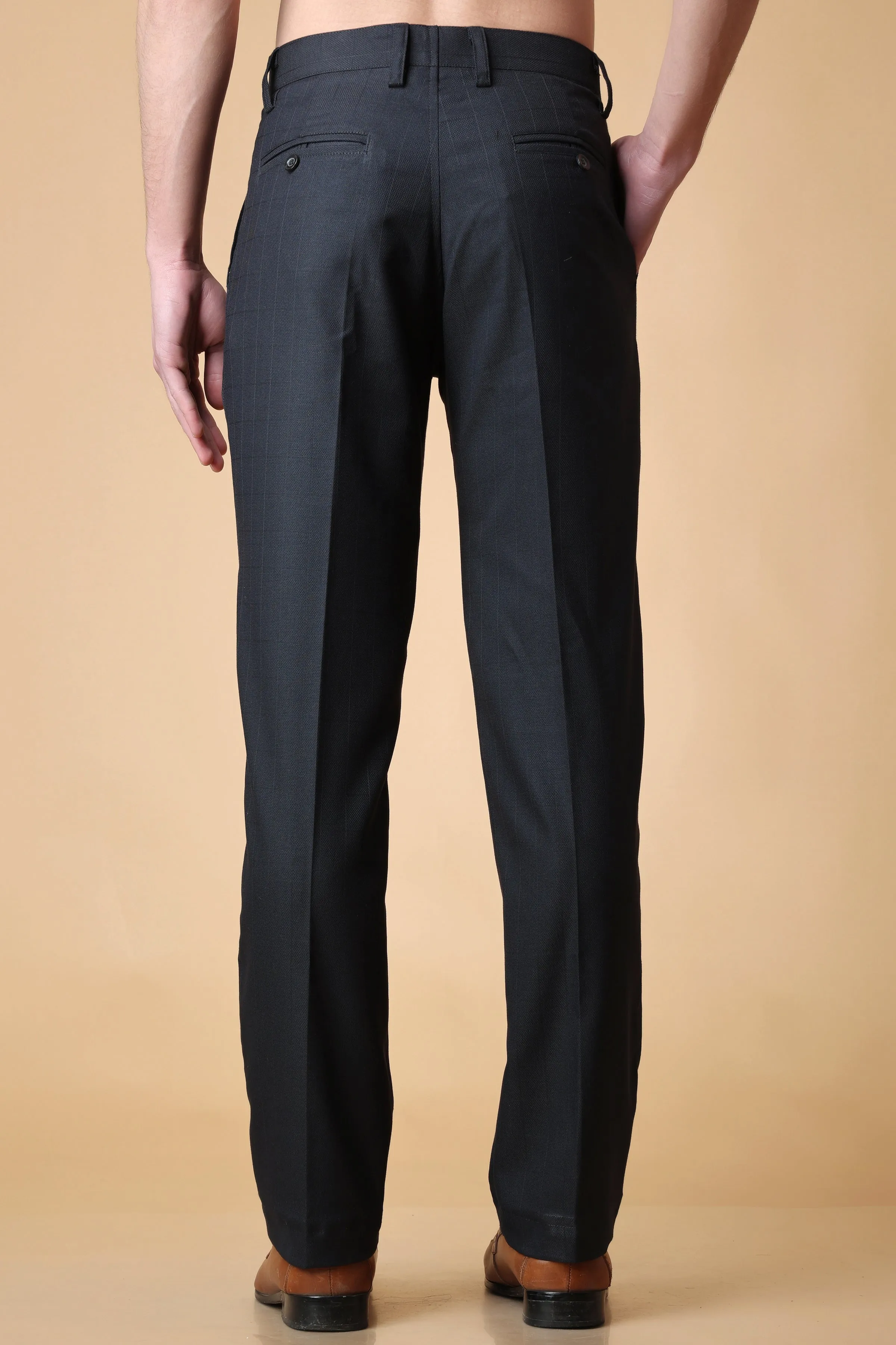 Black Checked Formal Trousers