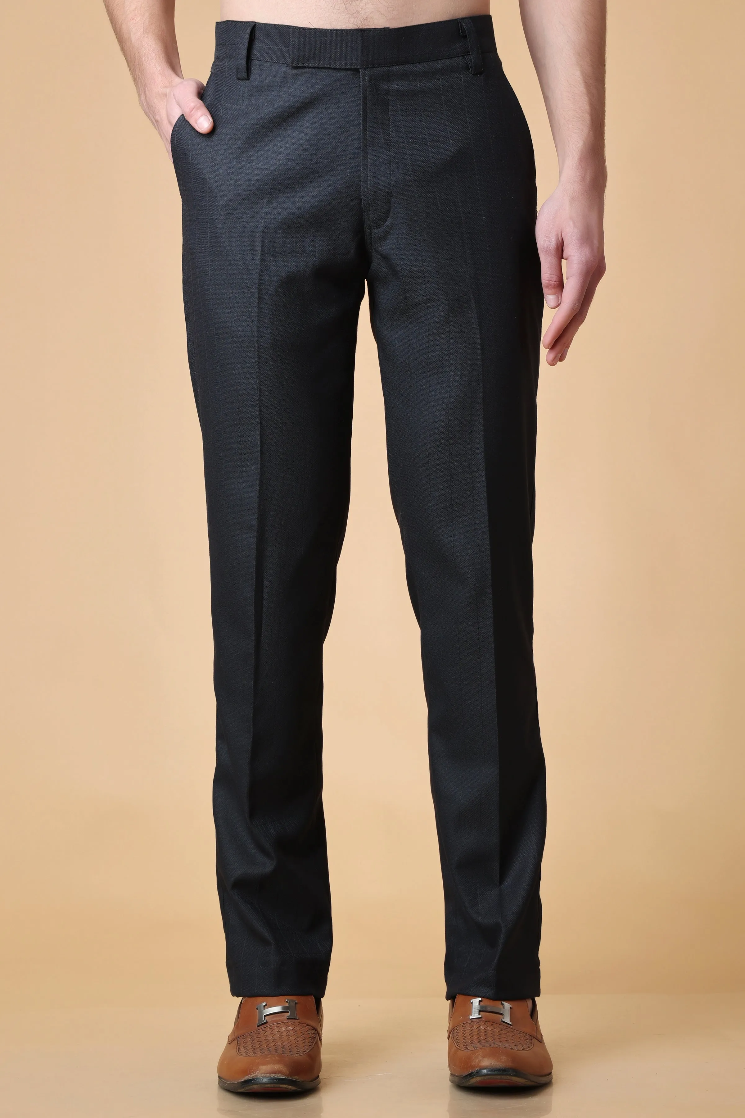 Black Checked Formal Trousers
