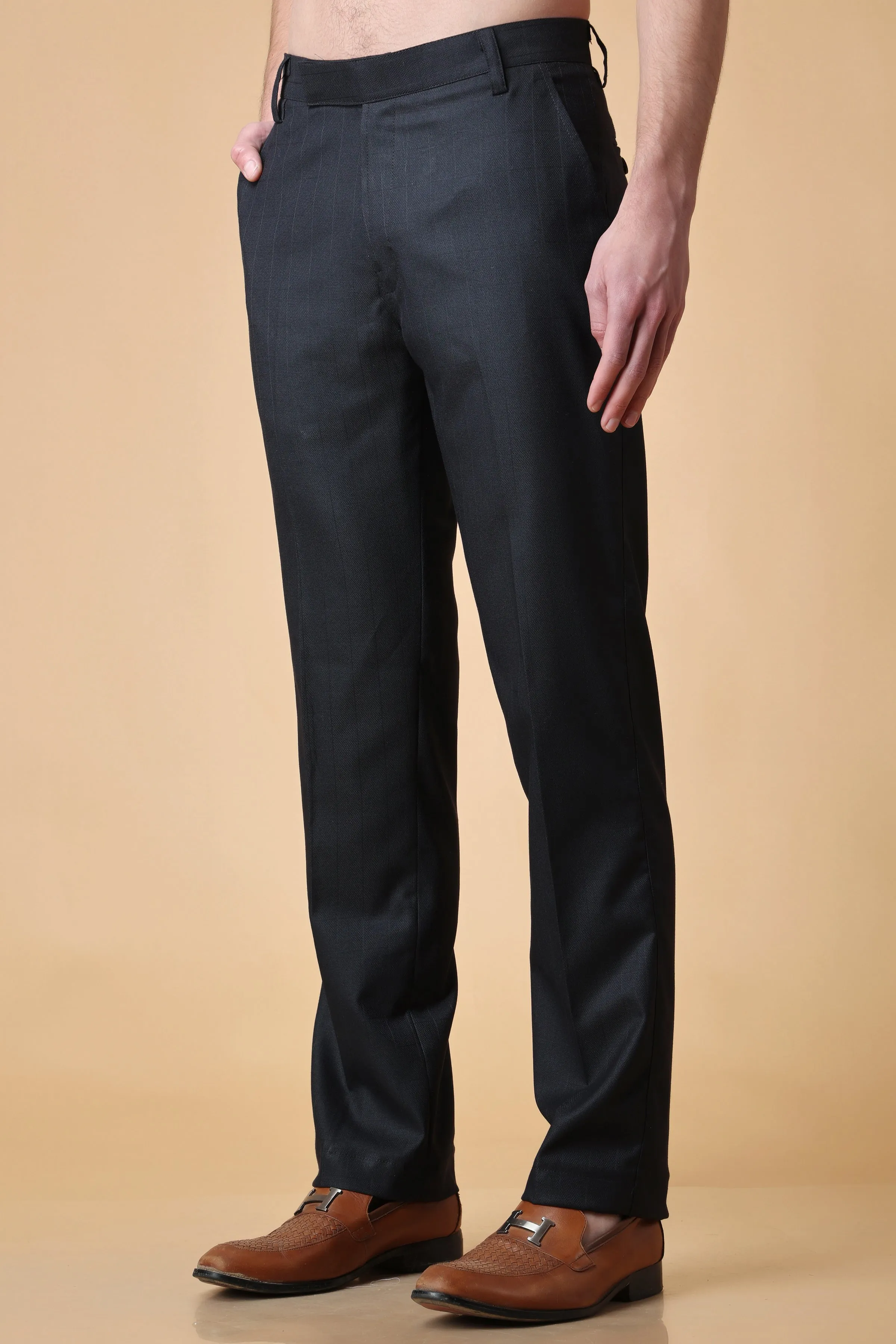 Black Checked Formal Trousers