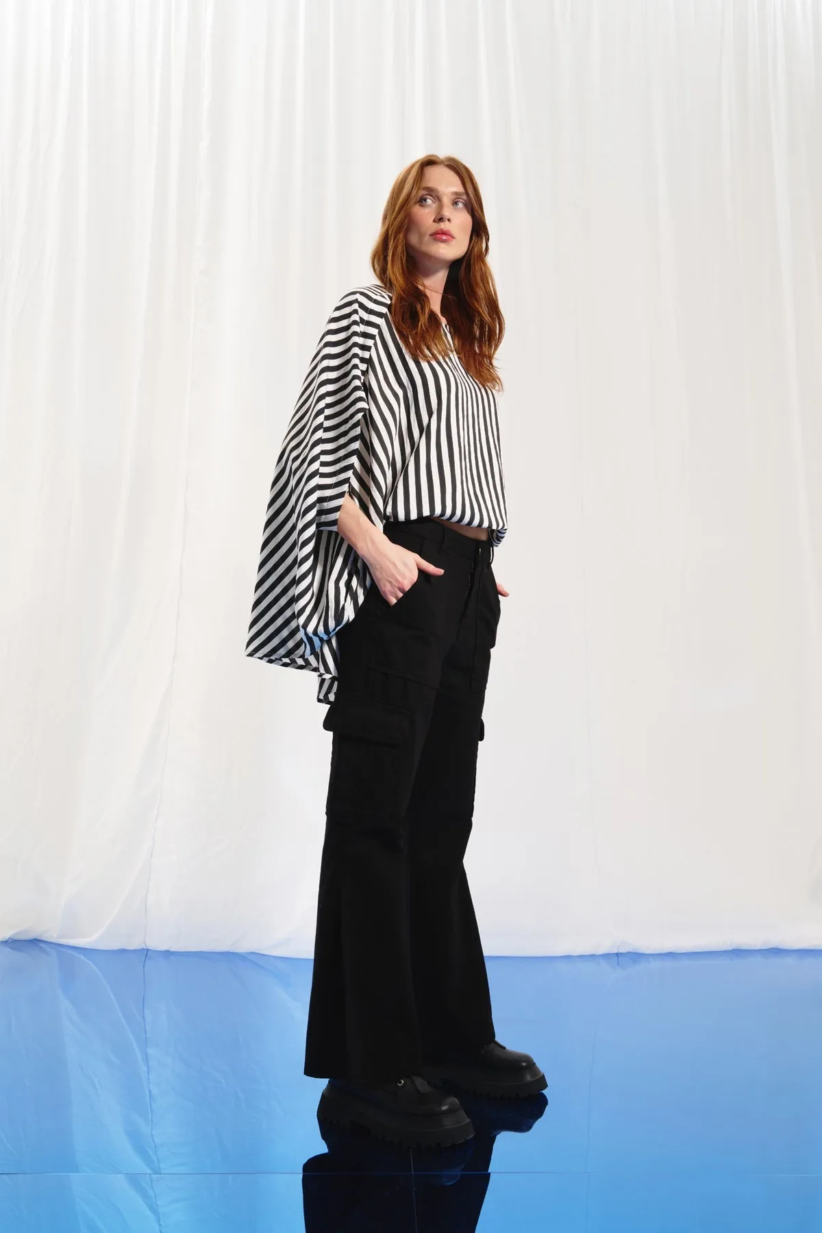 Black Flare Denim Trousers 17352