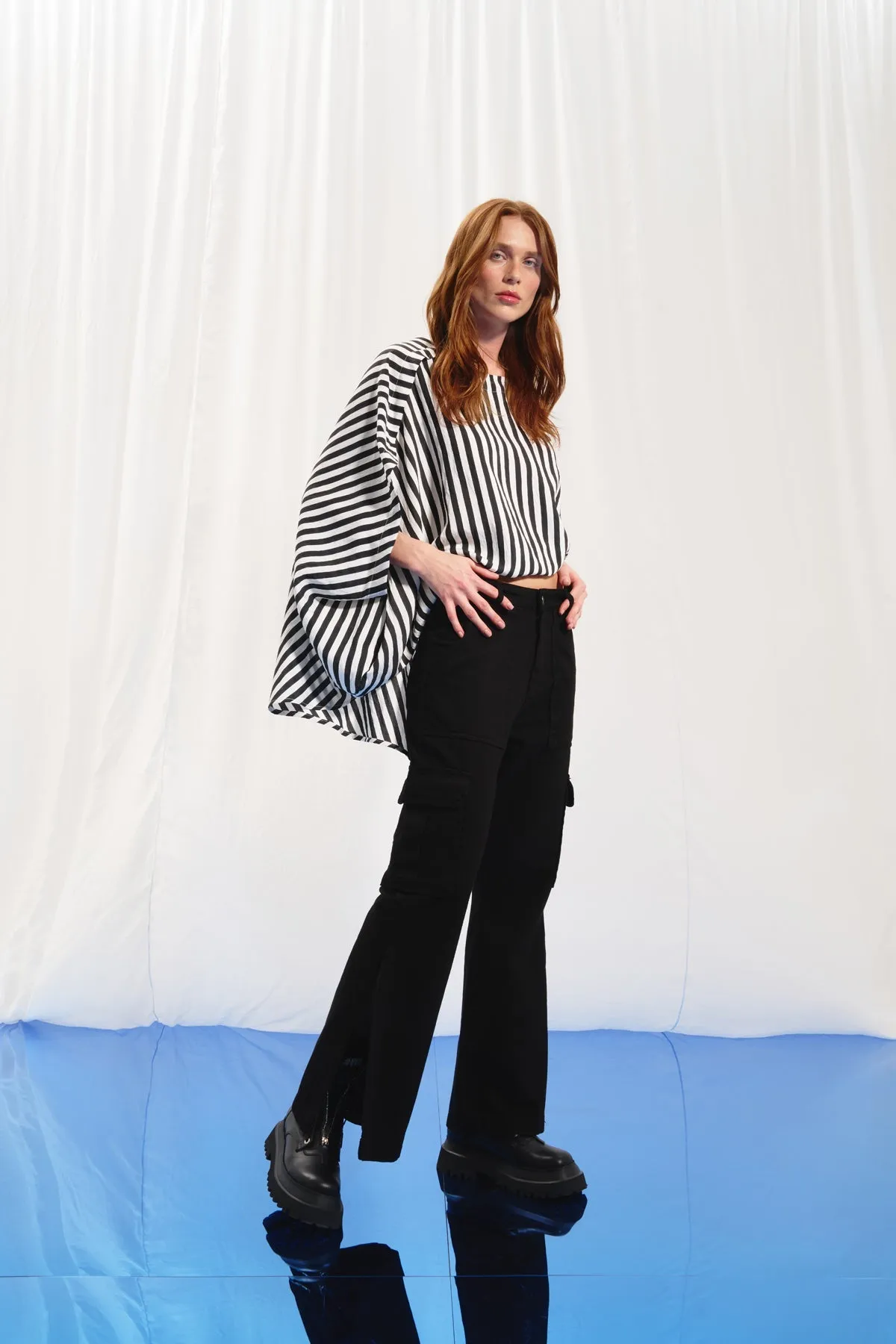 Black Flare Denim Trousers 17352