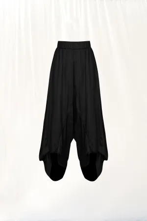 Black Flowing Satin Trousers 17284