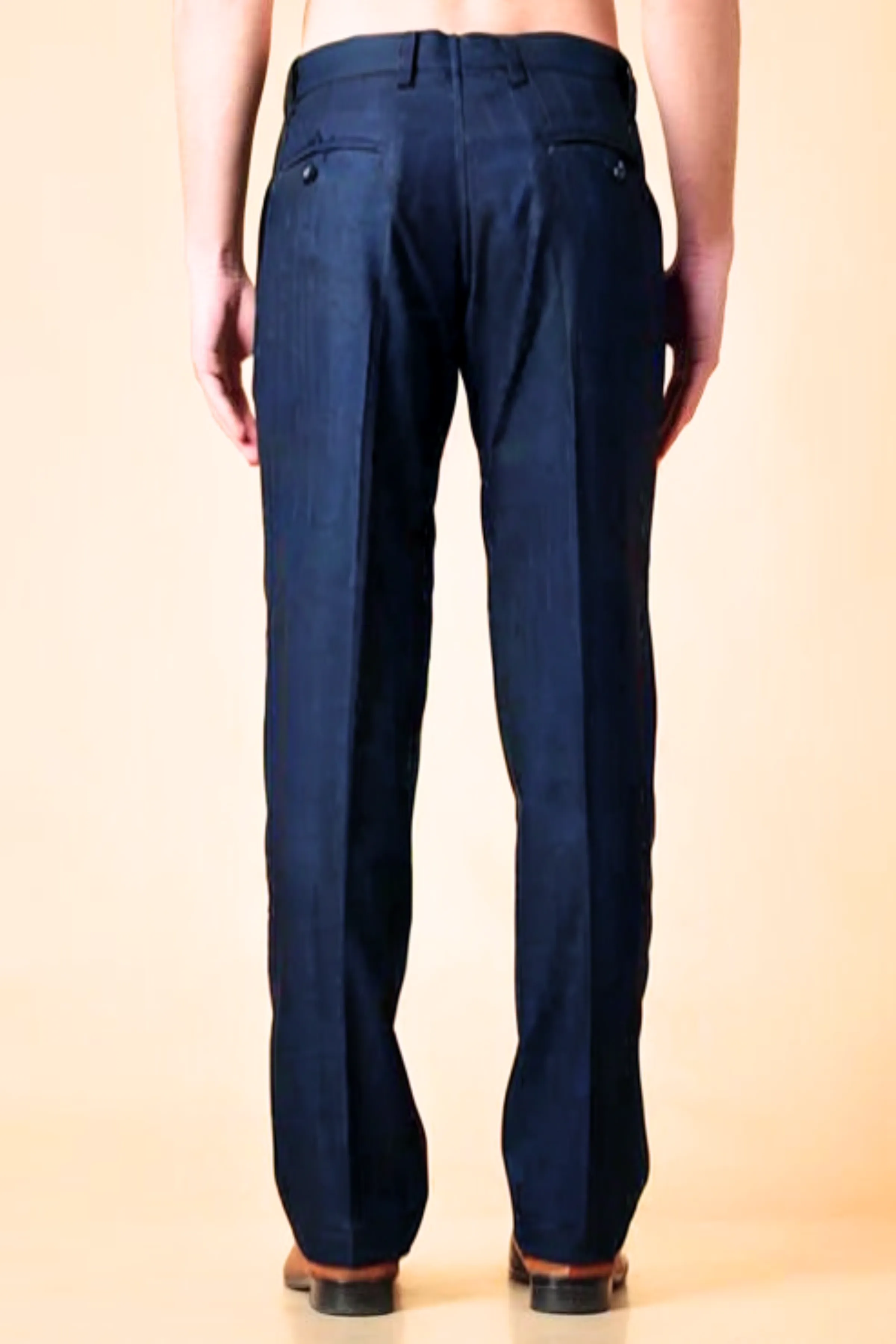 Blue Checked Formal Trousers