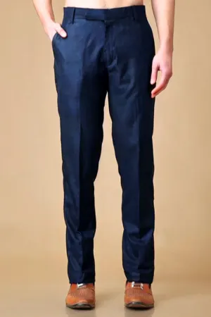 Blue Checked Formal Trousers