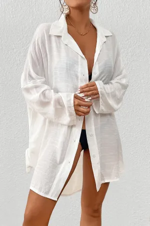 Button Down Beach Cover Up Skirt Top