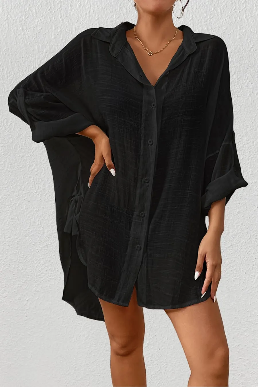 Button Down Beach Cover Up Skirt Top