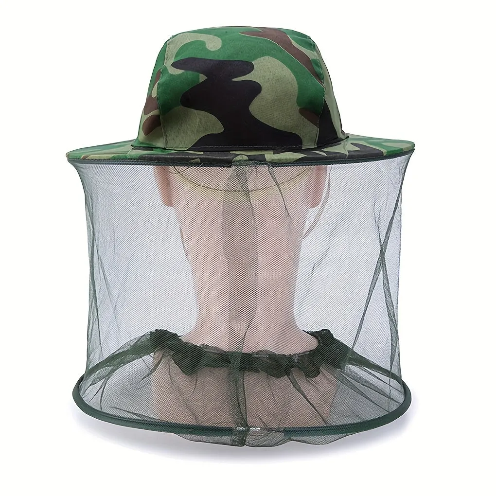 Camouflage Net Hat for Bug Protection Ideal for Outdoor Activities