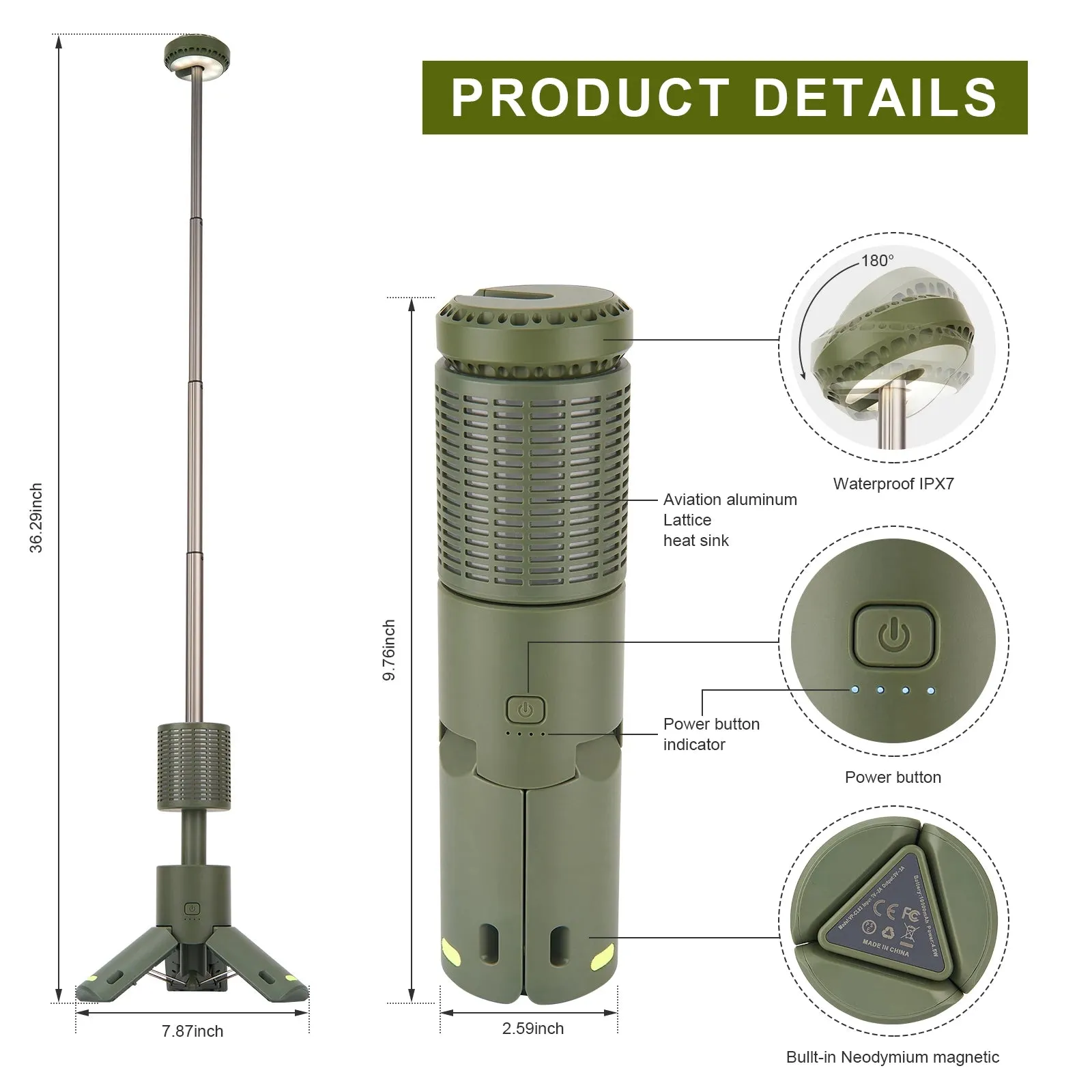 Camping Light Telescopic and Collapsible Night Light Mobile Lighting 10000mAh Battery Built-in Magnetic Road Light  Flash Light