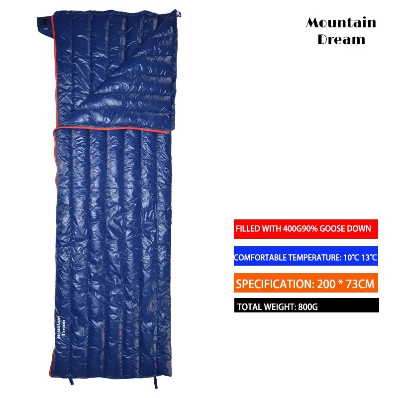 Camping Sleeping Bag 90% Goose Down Adult 200*73cm Envelope Type Ultralight Portable Sliping Down Sleeping Bag 3 Season Warm