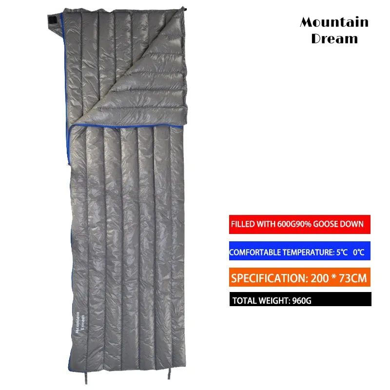 Camping Sleeping Bag 90% Goose Down Adult 200*73cm Envelope Type Ultralight Portable Sliping Down Sleeping Bag 3 Season Warm