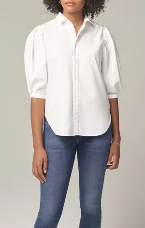 Citizens Of Humanity - Ines Pleat Half Sleeve Shirt in White