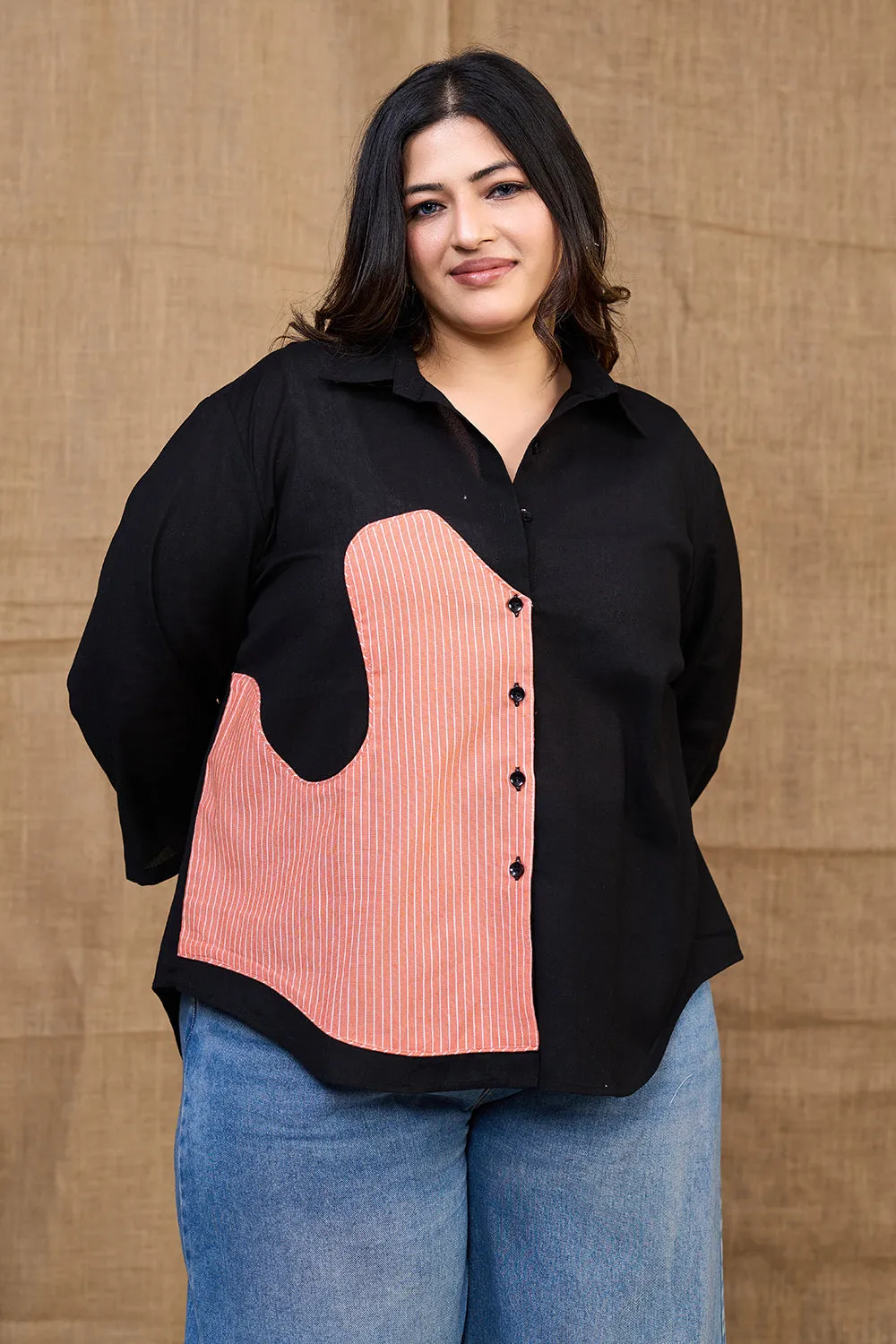 Classic ladies' black cotton shirt