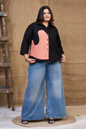 Classic ladies' black cotton shirt