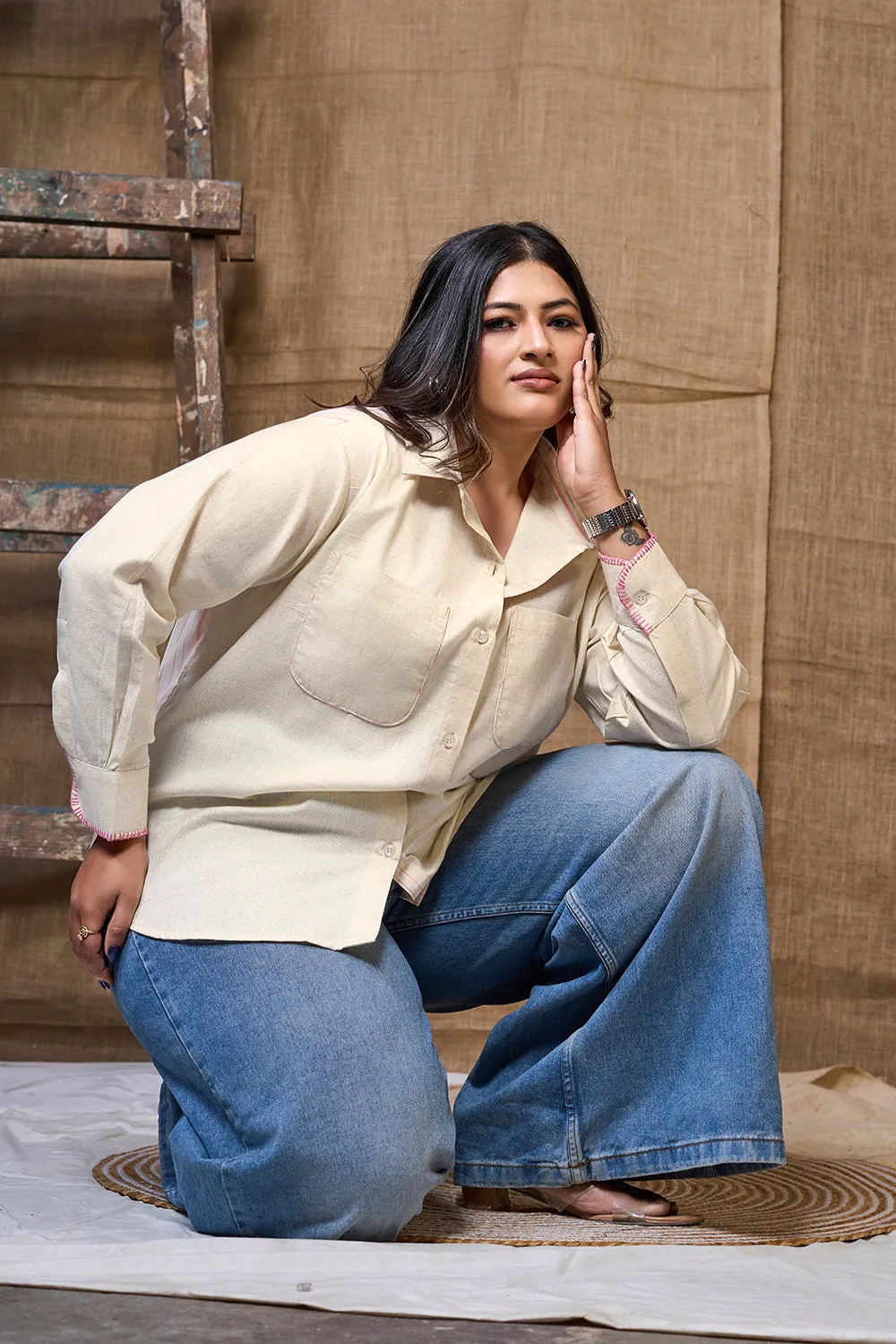 Cotton summer shirt for women with lining