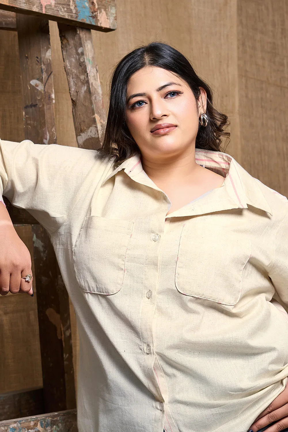 Cotton summer shirt for women with lining