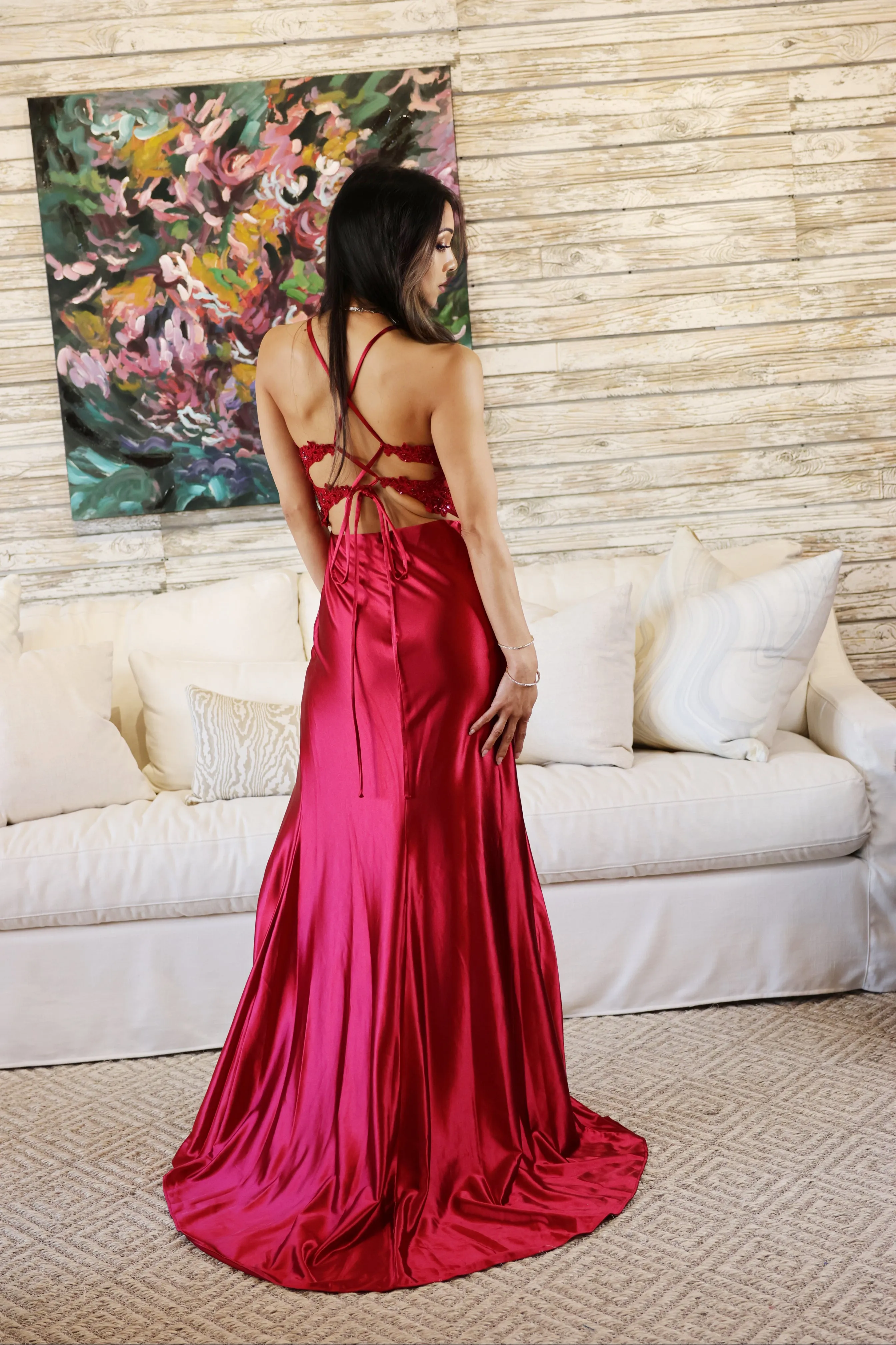 Dana Corset Side Slit Gown