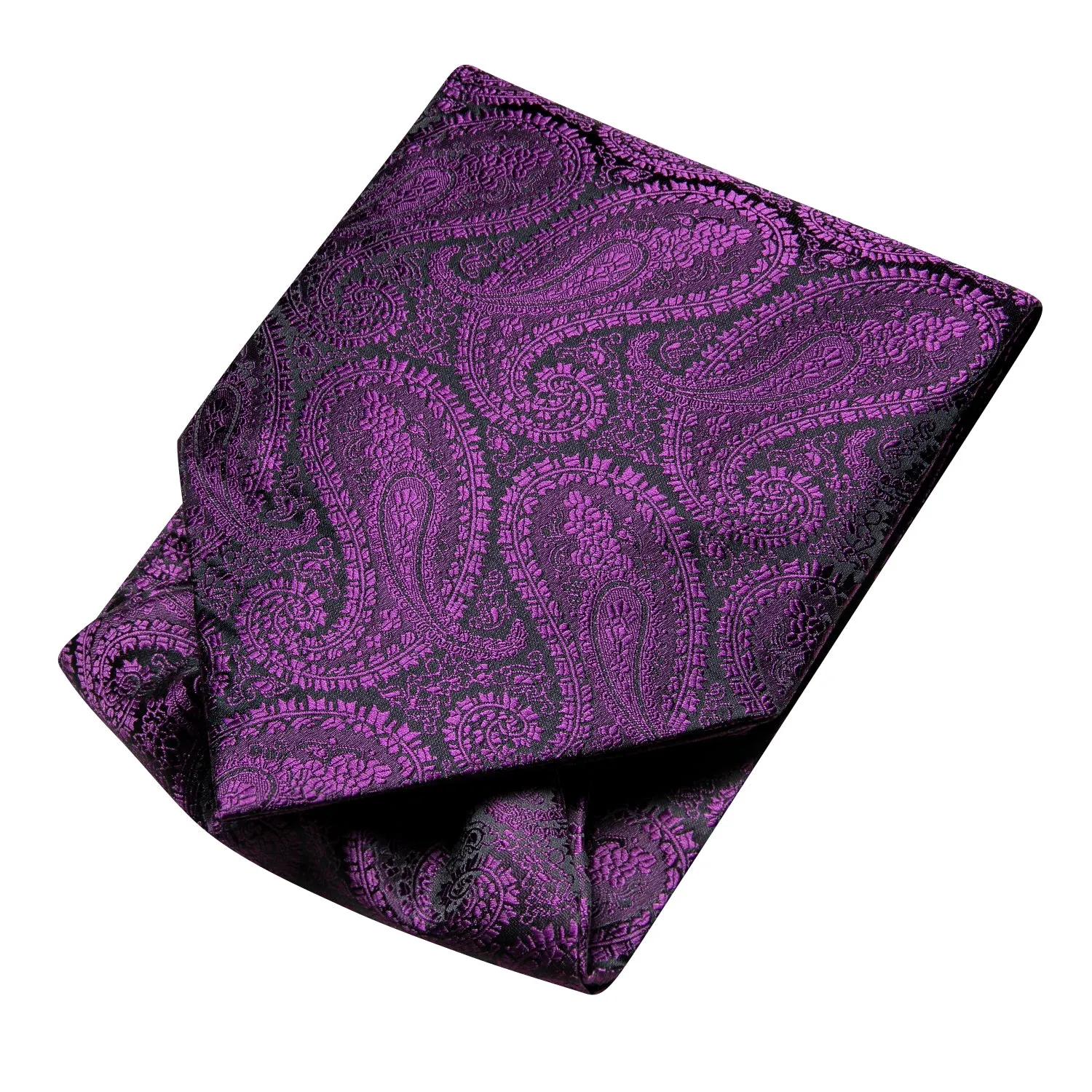 Deep Purple Paisley Ascot Pocket Square Cufflinks Set