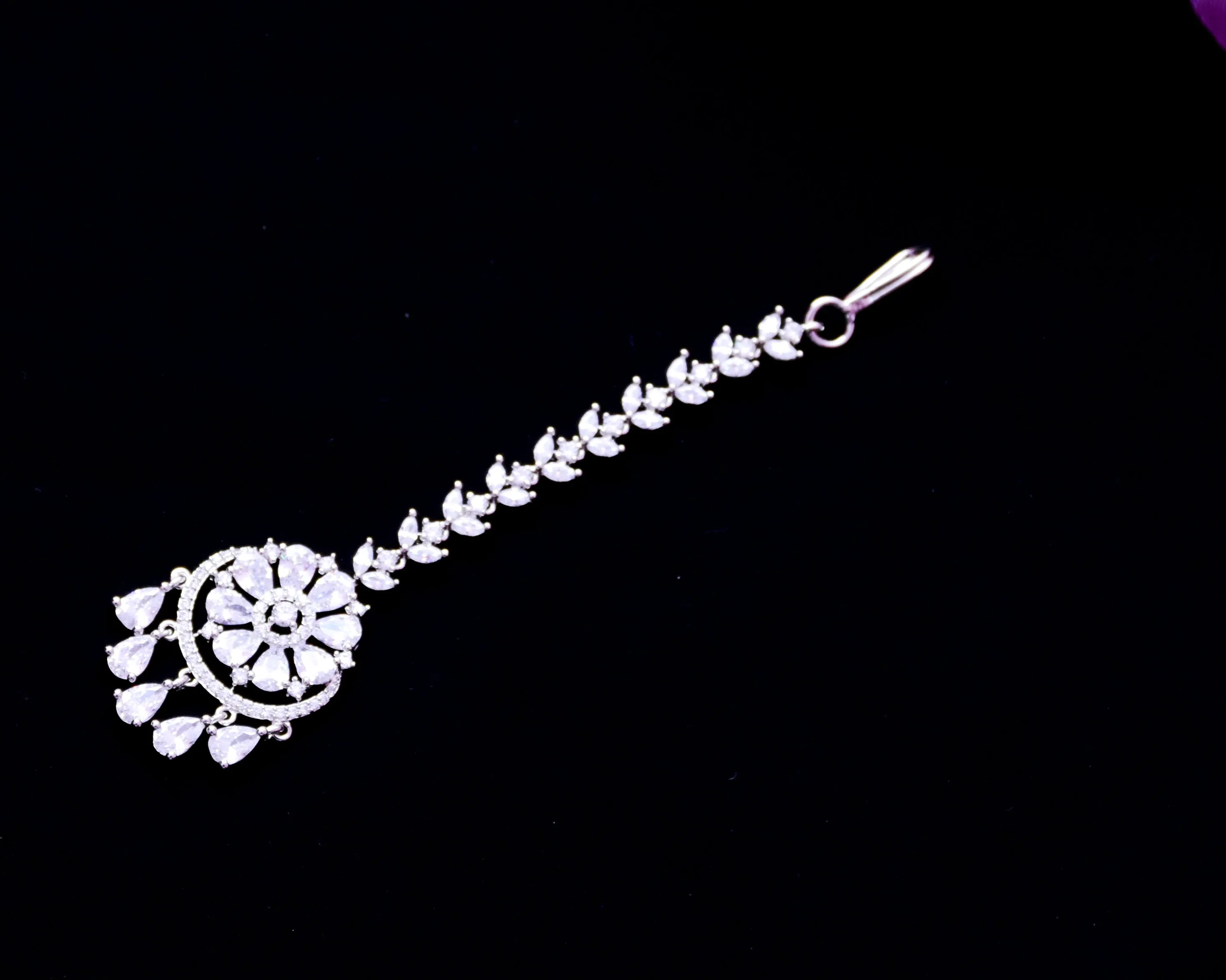 Designer American Diamond Maang Tikka For Wedding & Party (D90)