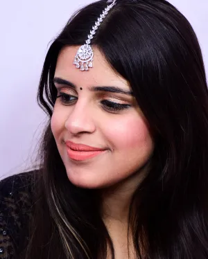 Designer American Diamond Maang Tikka For Wedding & Party (D90)