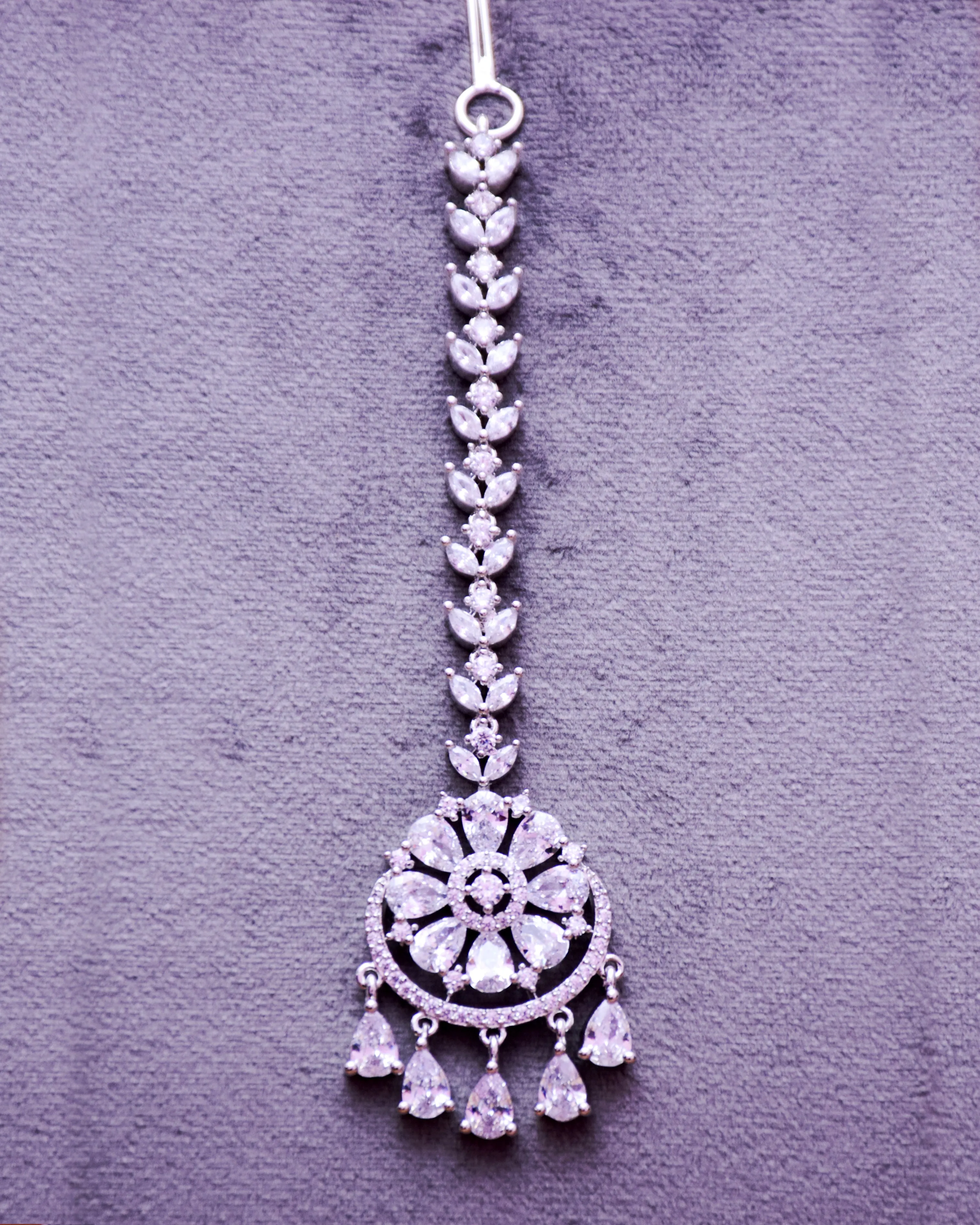 Designer American Diamond Maang Tikka For Wedding & Party (D90)