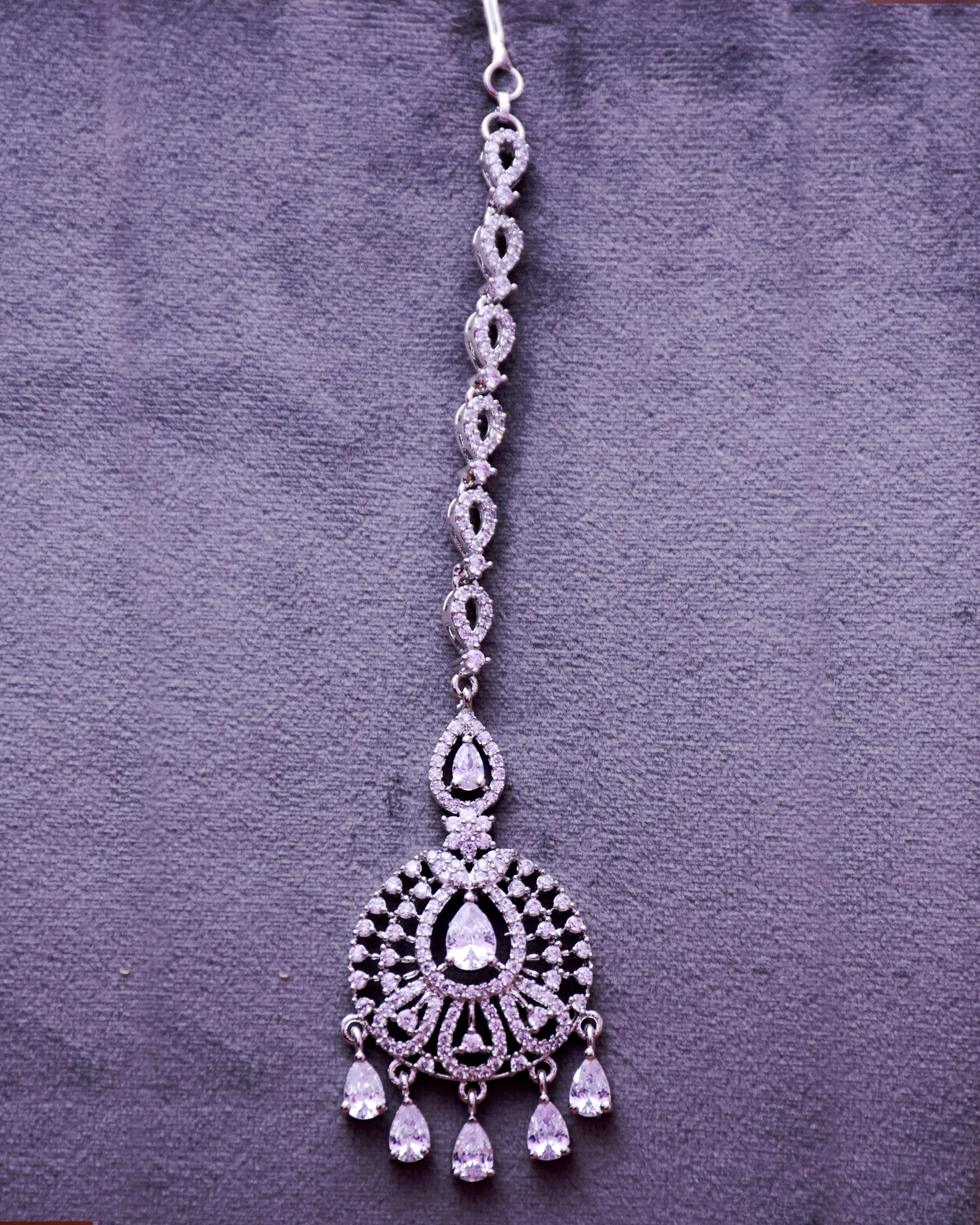 Designer American Diamond Maang Tikka For Wedding & Party (D92)