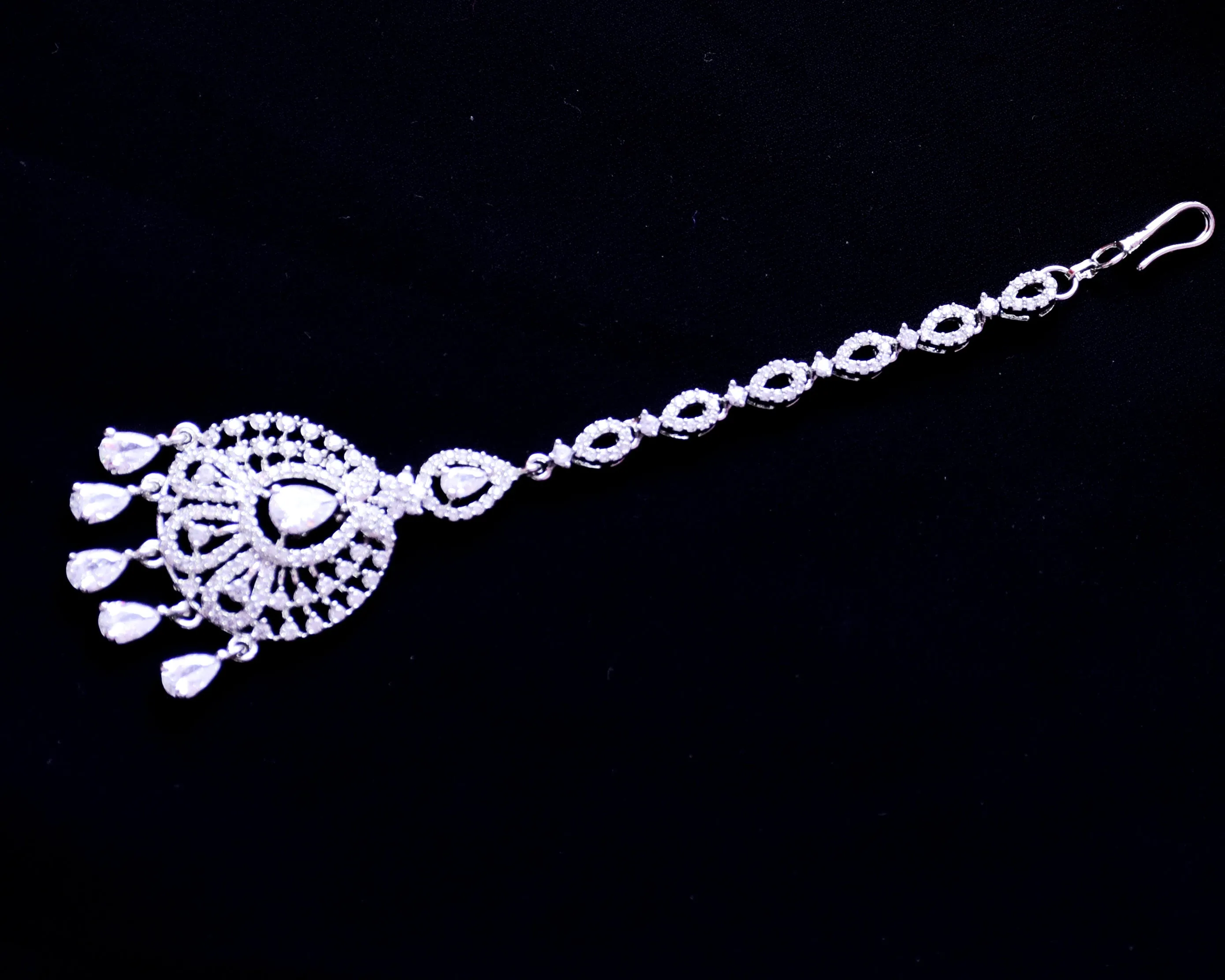 Designer American Diamond Maang Tikka For Wedding & Party (D92)