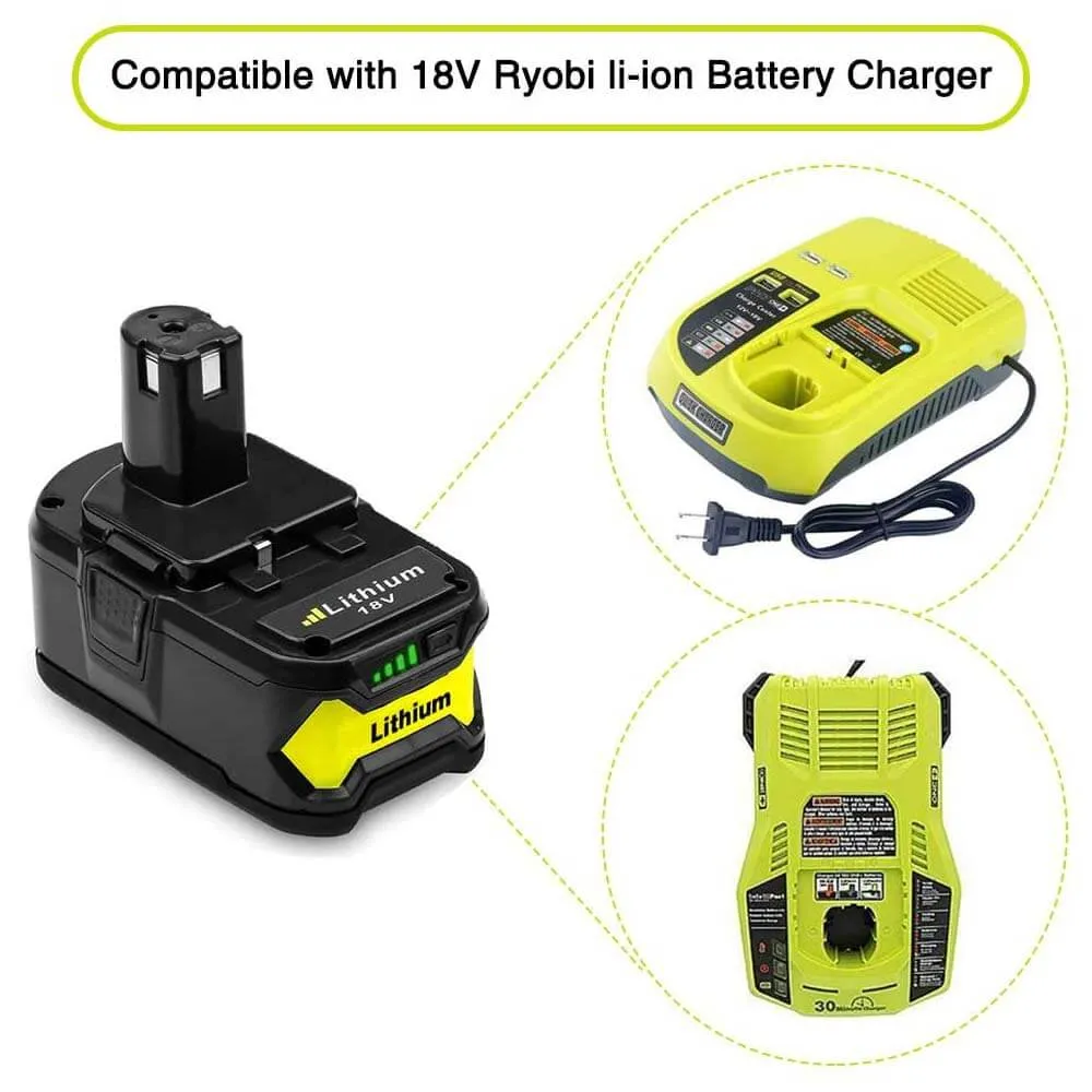 For Ryobi 18V Battery 4Ah Replacement | P104 P108 Battery