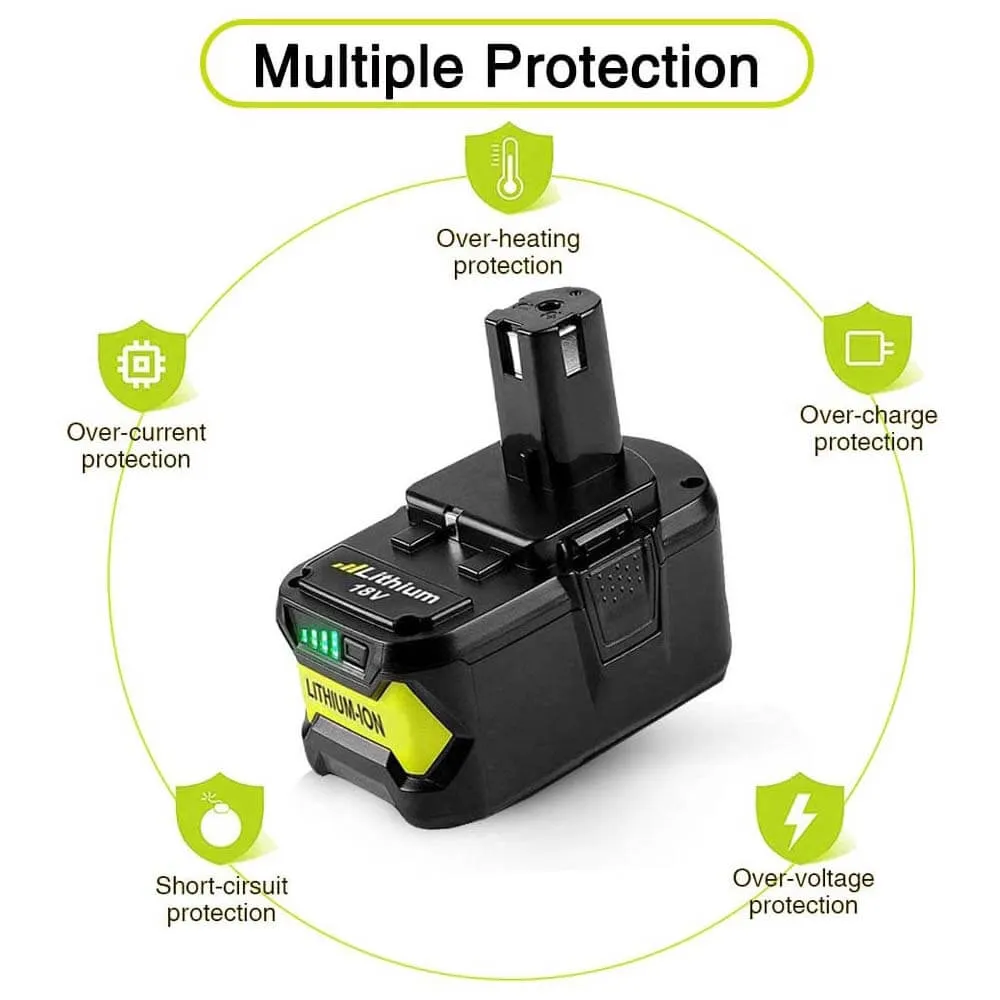 For Ryobi 18V Battery 4Ah Replacement | P104 P108 Battery