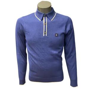 Gabicci Royal Blue Lineker Long Sleeve tipped Polo.