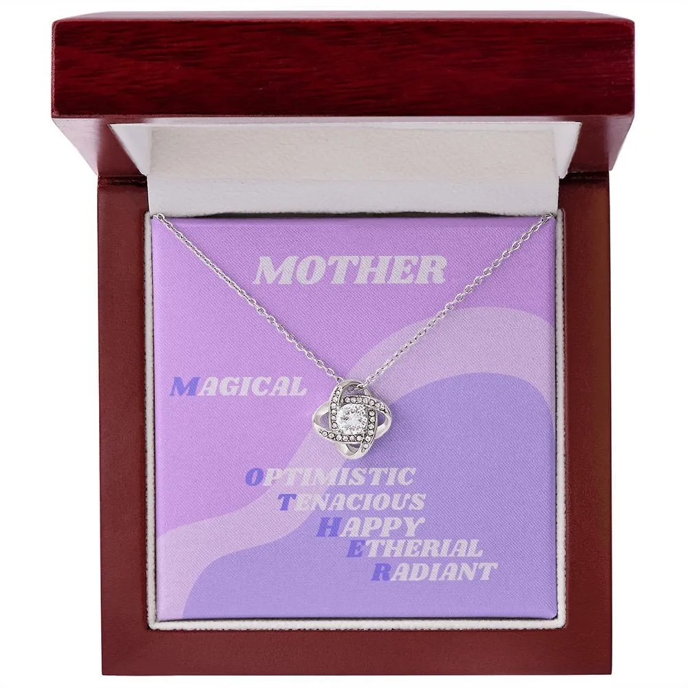 Gold Necklace, Gift for Mom, Mother Gift, Retro Purple Lavender, Gold Love Knot Necklace for Mom, Holiday Mom Gift