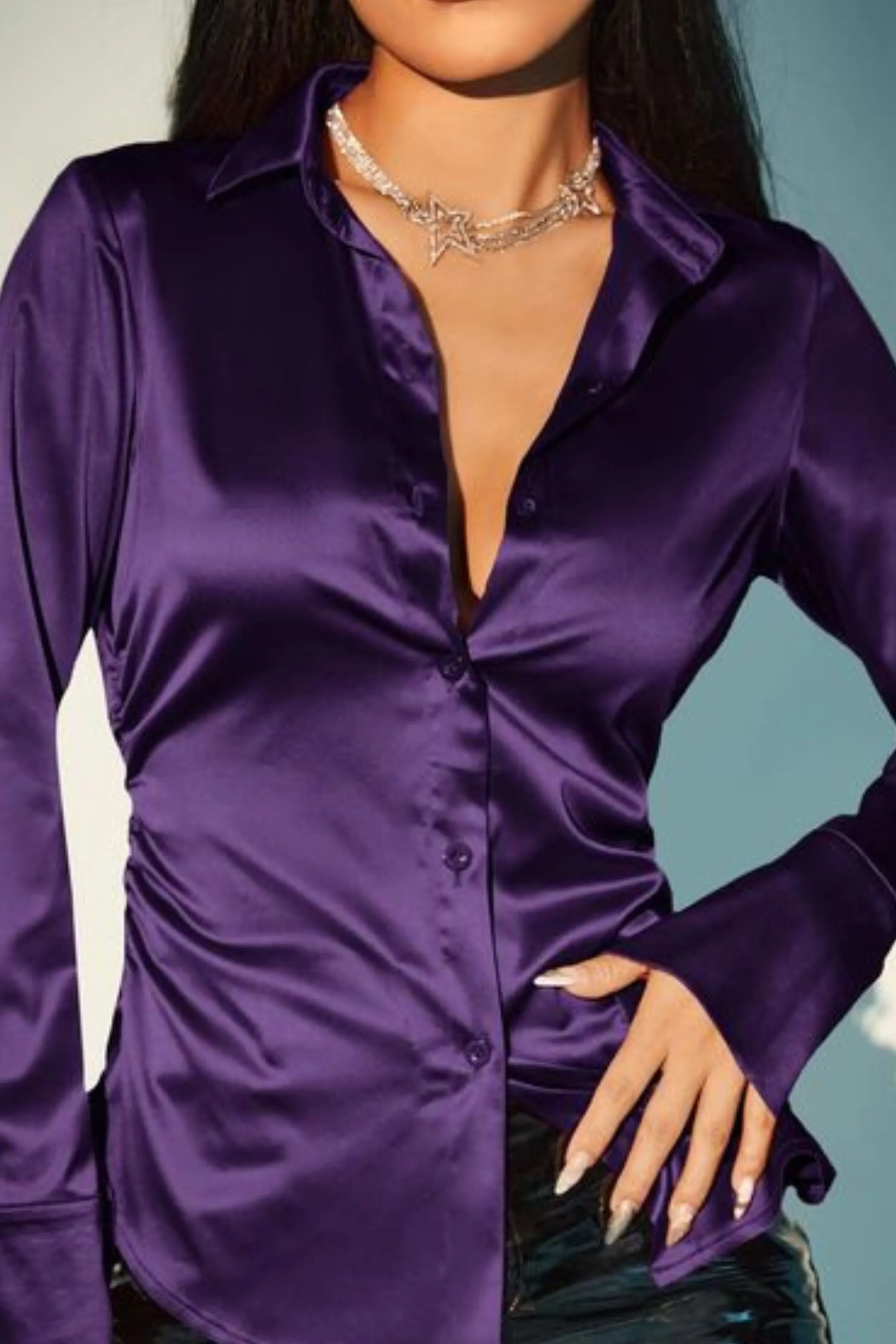 GRAPE SATIN SHIRT