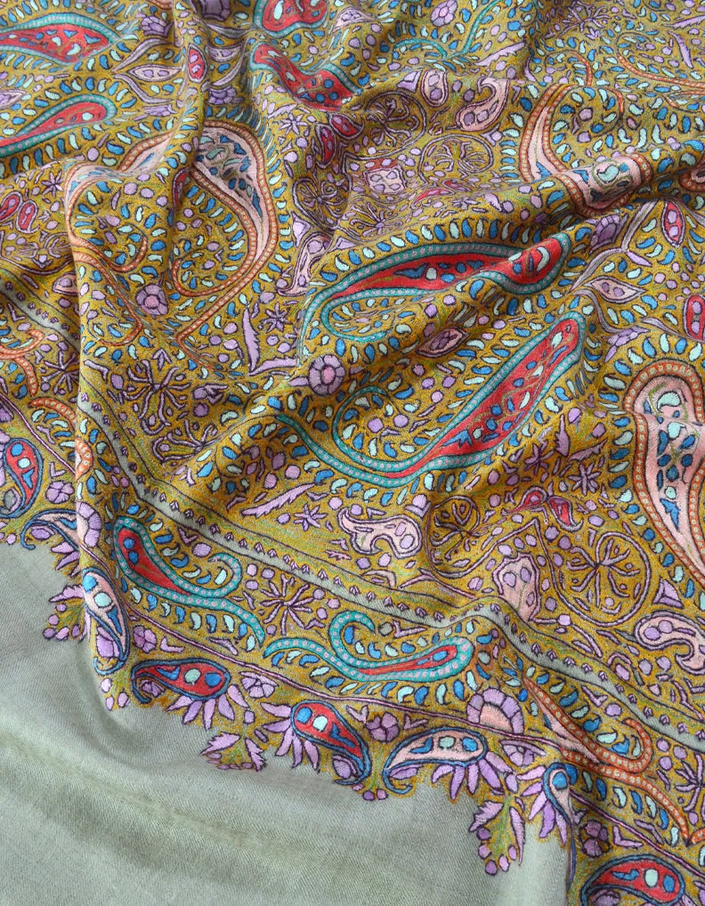 Hand Embroidred Pashmina Shawl Natural 5320