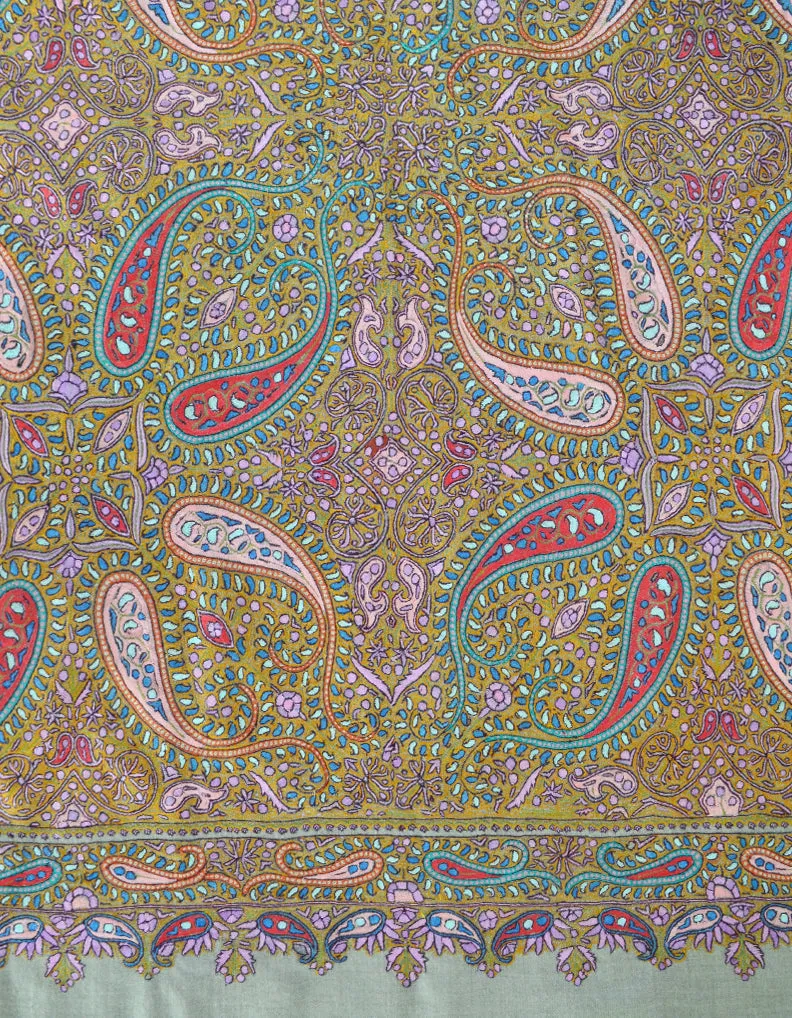Hand Embroidred Pashmina Shawl Natural 5320
