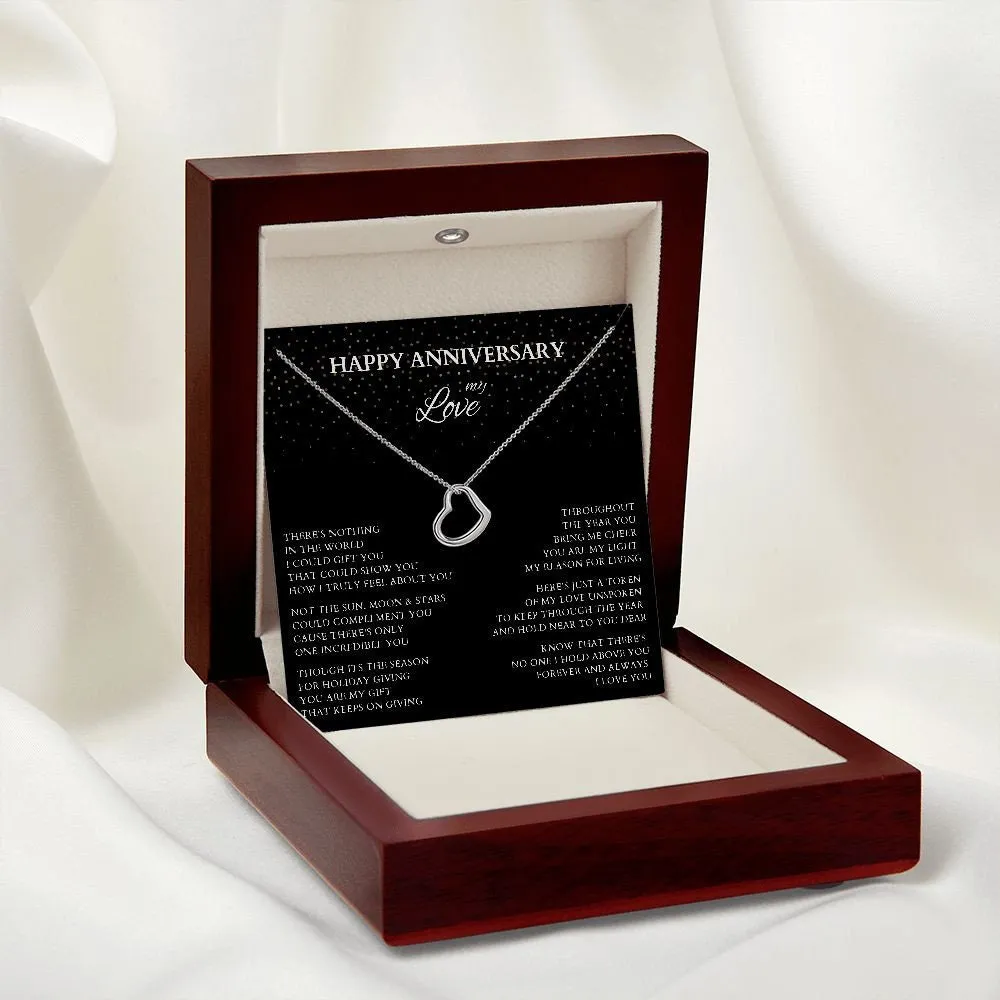 Happy Anniversary Wife Gift Delicate Heart Minimalist Necklace, Original Poem Necklace for Lover Life Partner, Holiday Christmas New Year