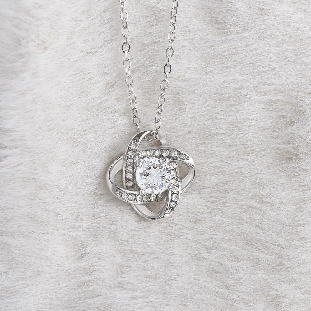Happy Holidays My Love Love Knot Gold Necklace, Holiday Gift for Wife, Holiday Necklace for Lover
