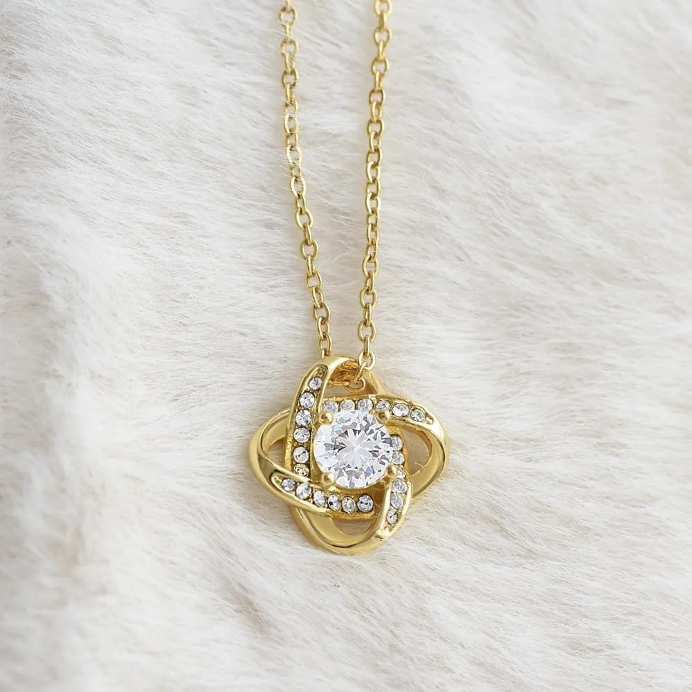 Happy Holidays My Love Love Knot Gold Necklace, Holiday Gift for Wife, Holiday Necklace for Lover