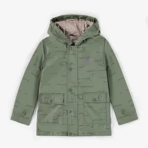 HOODED GREEN RAINCOAT IN POLYURETHANE, CHILD