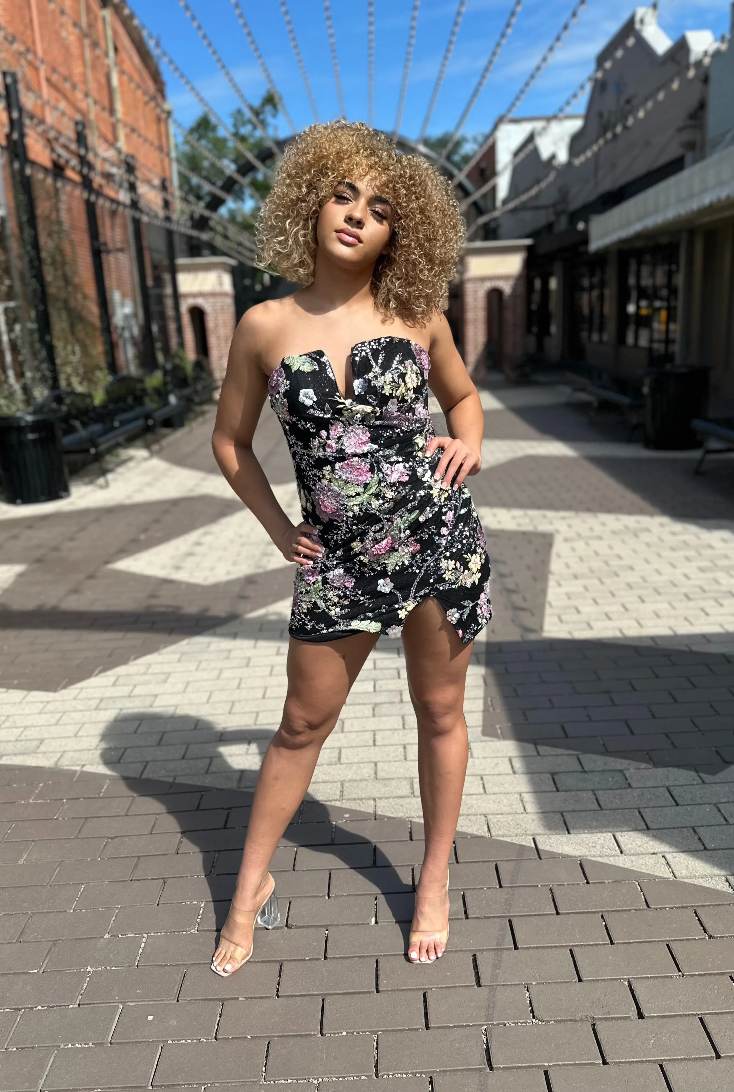 Liliana Floral and Sequin Embellished Dress