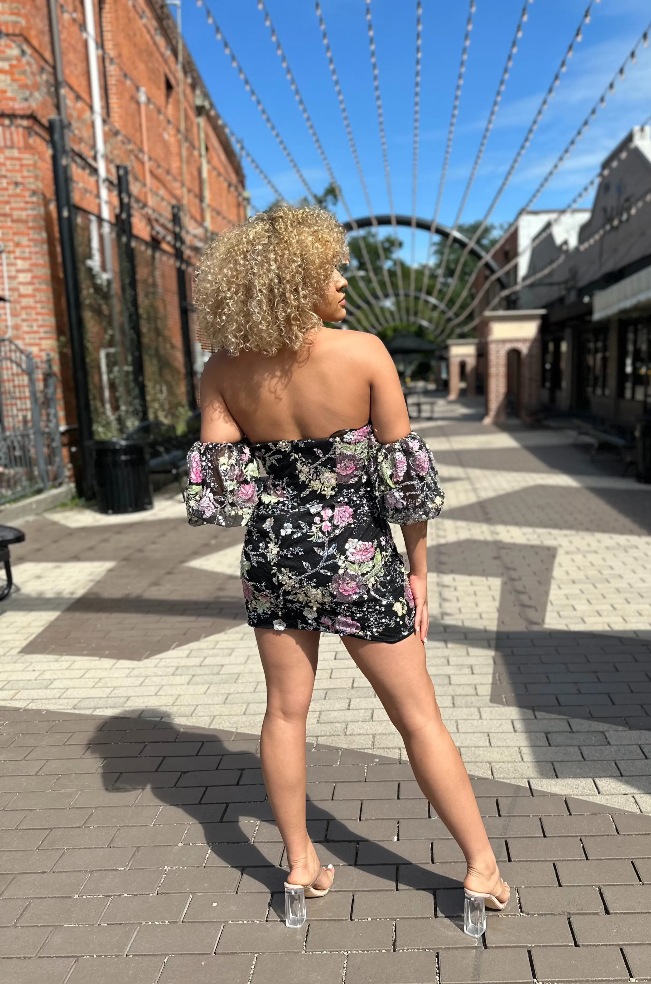 Liliana Floral and Sequin Embellished Dress