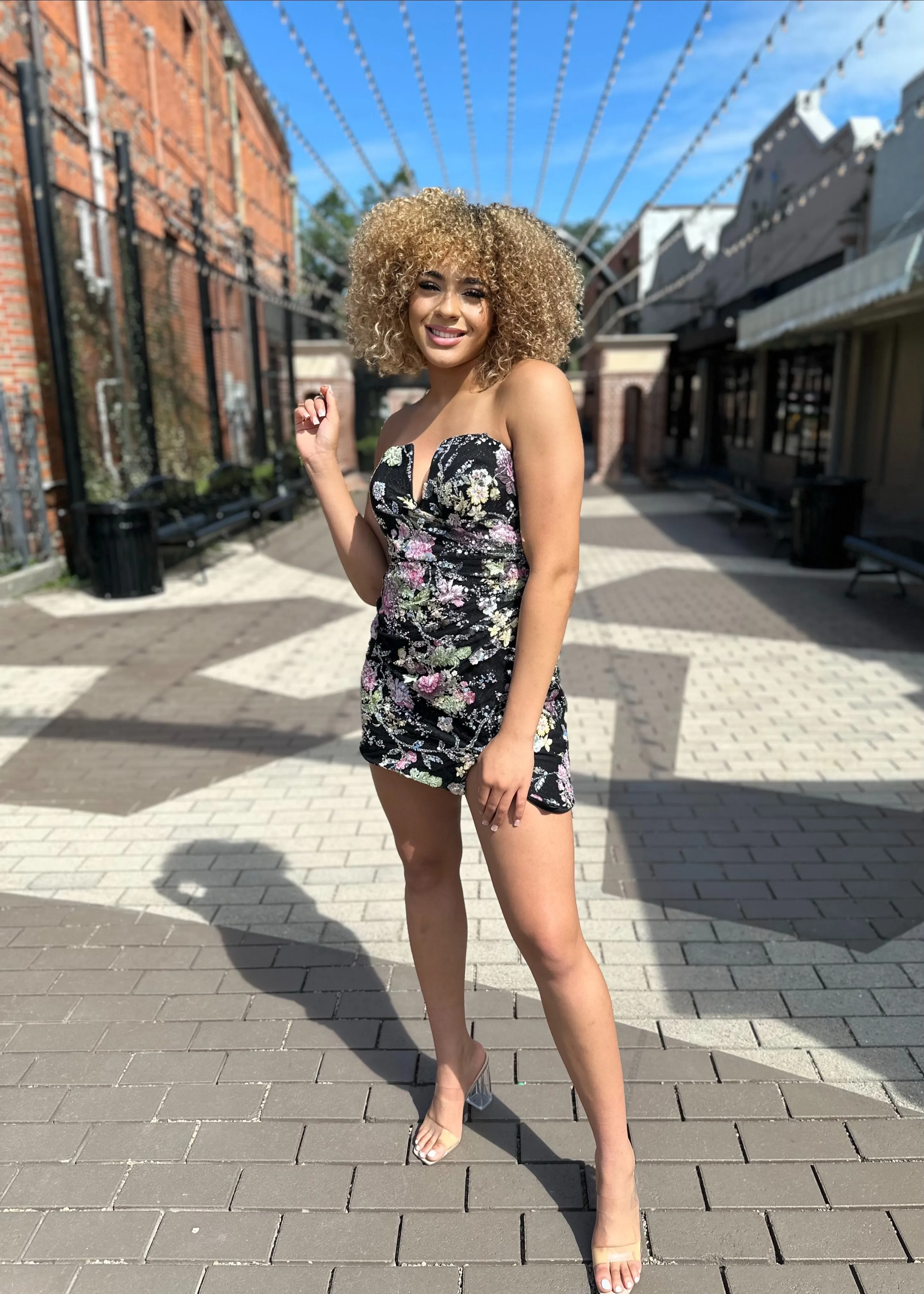 Liliana Floral and Sequin Embellished Dress