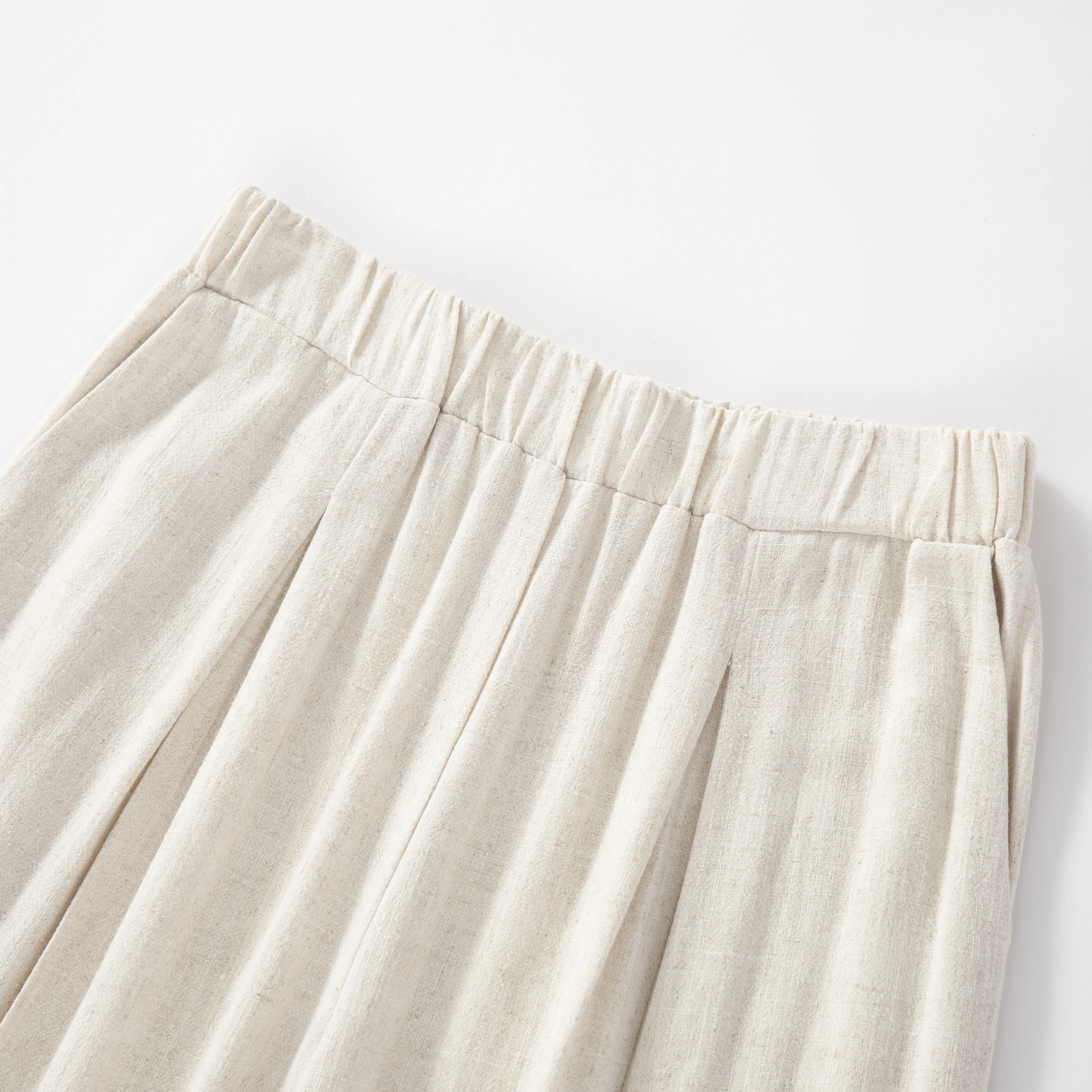 Loose-Fit Silky Linen High-Waisted Lazy Thin Pants
