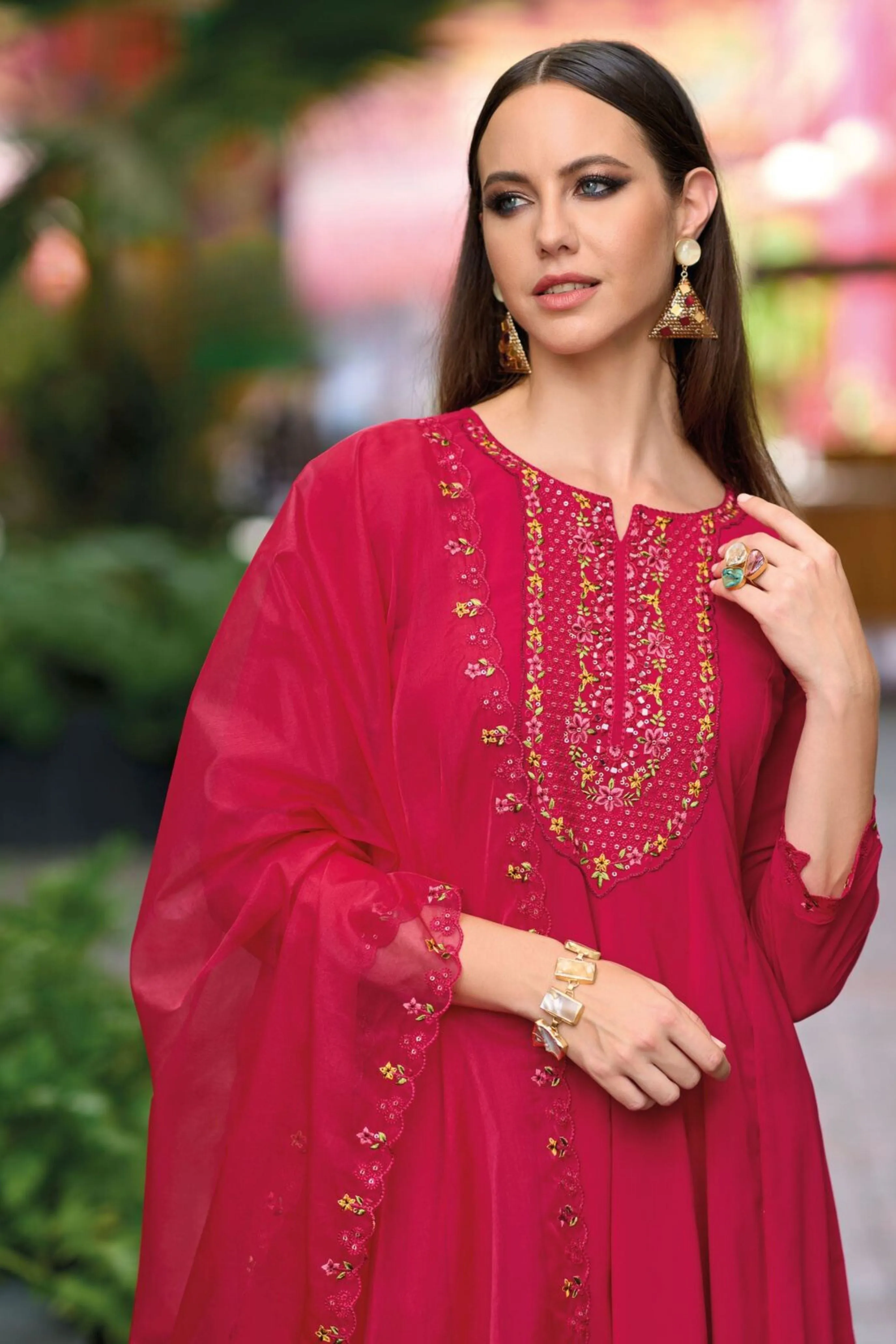Lovely Pink Color Softy Viscose Salwar Suits With Embroidery Work For Women